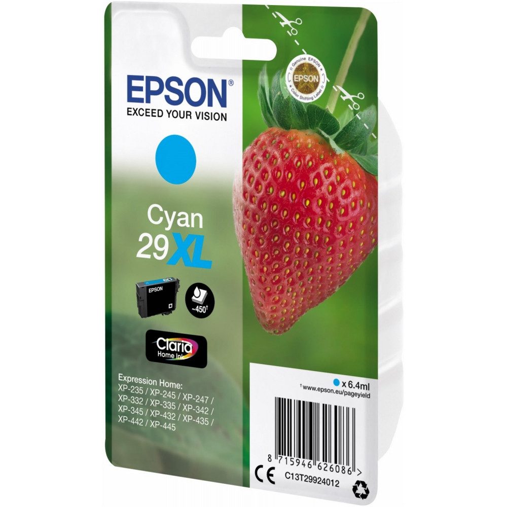 Epson Epson 29XL Claria Home Tintenpatrone cyan - Tintenpatrone Tintenpatrone (Cyan, Laborqualität für brillante Fotos)