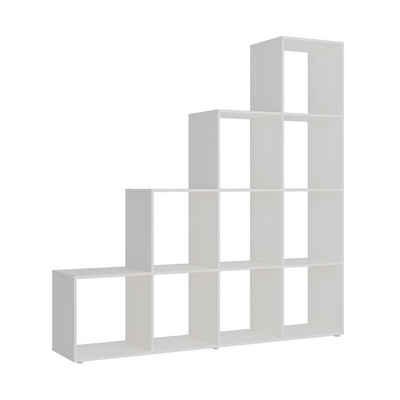 Livinity® Raumteiler Treppenregal Aramis Weiß 10 Fächer