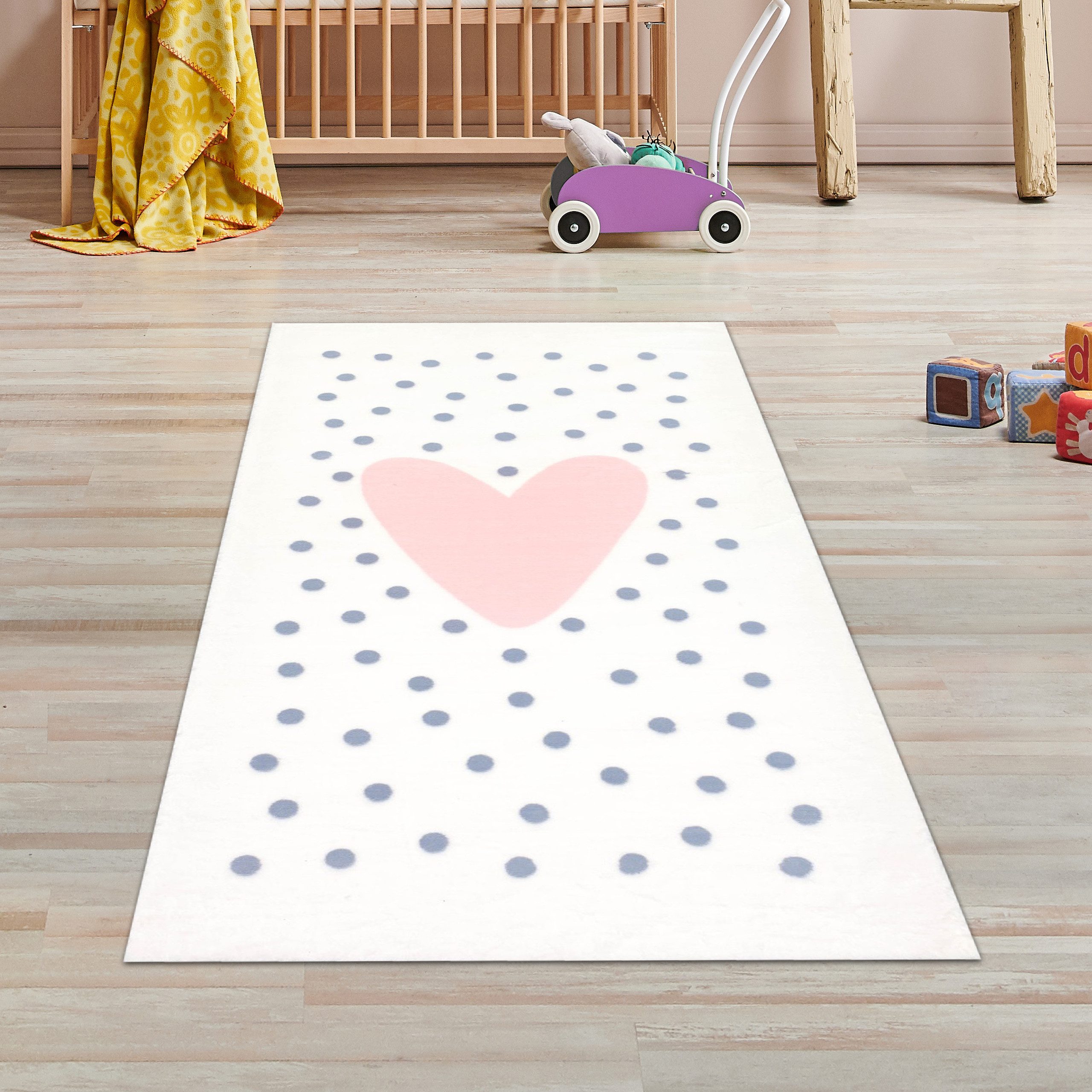TeppichHome24 Teppich Weicher Kinderteppich mit Herzen günstig online kaufen