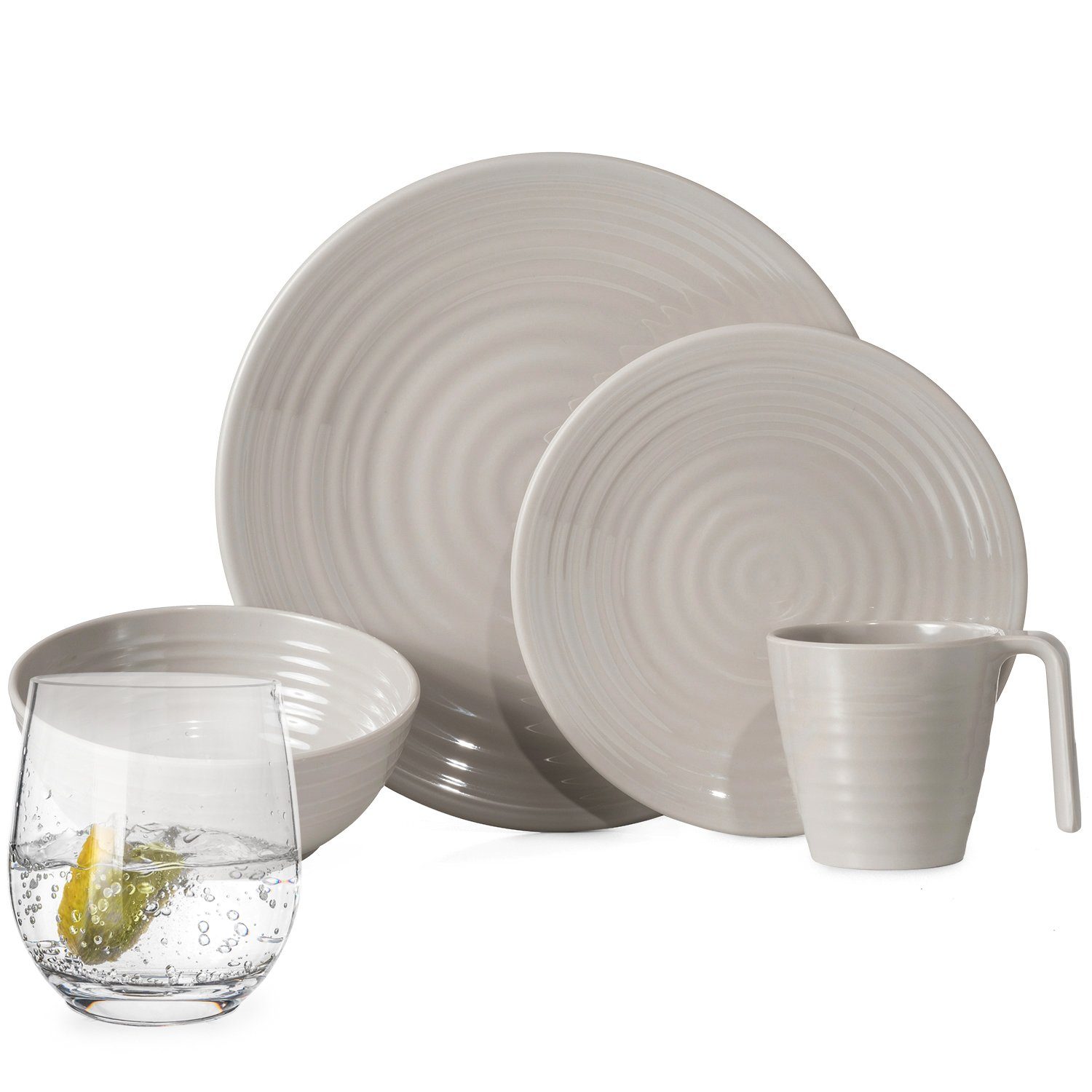 Moritz Geschirr-Set Camping Geschirr Coffee + Gläser, Melamin, 16 - 32 tlg, Geschirrset Campinggeschirr Picknick Set 4 Personen