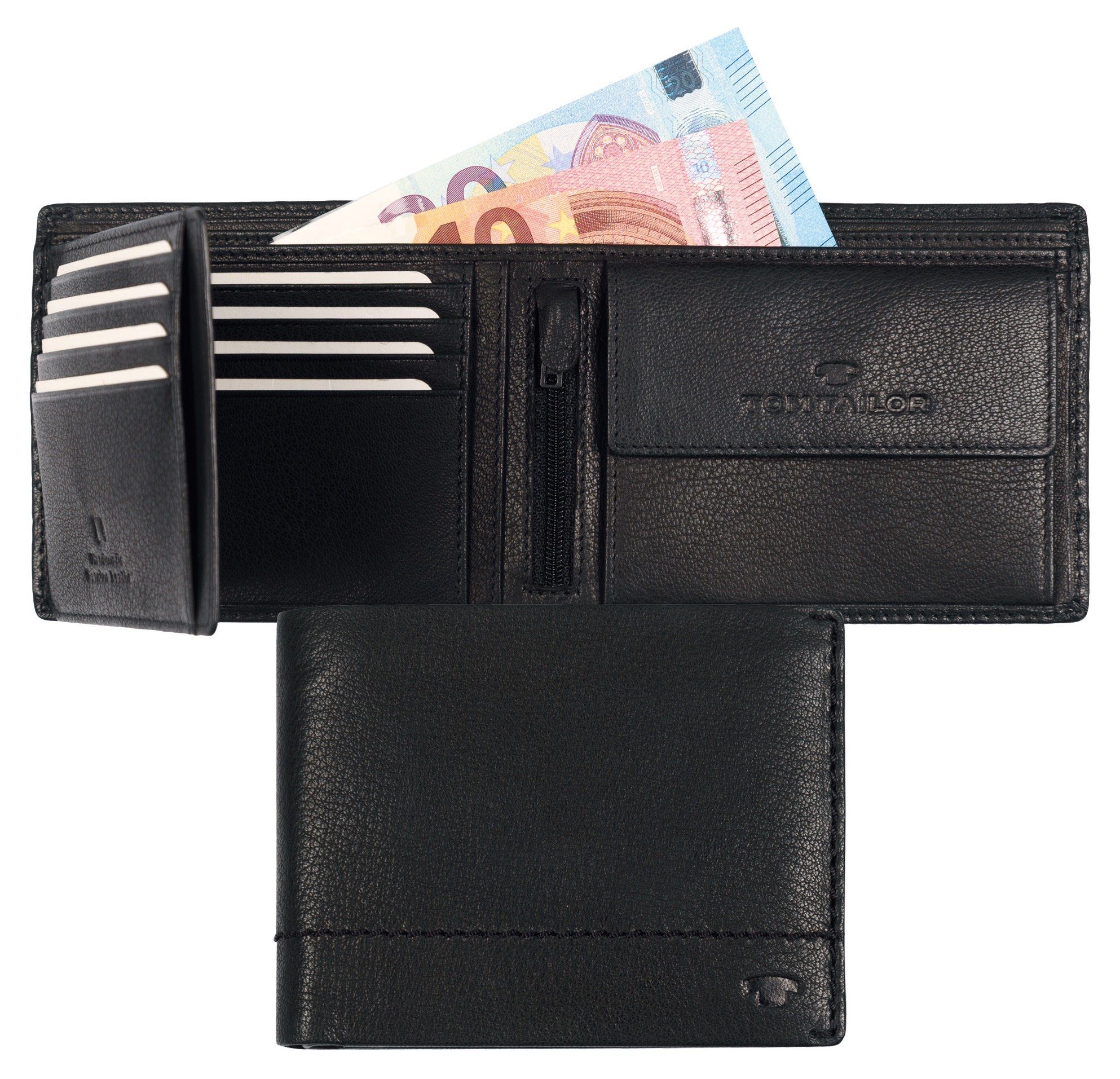 TOM TAILOR Geldbörse Leder aus hochwertigem KAI, black