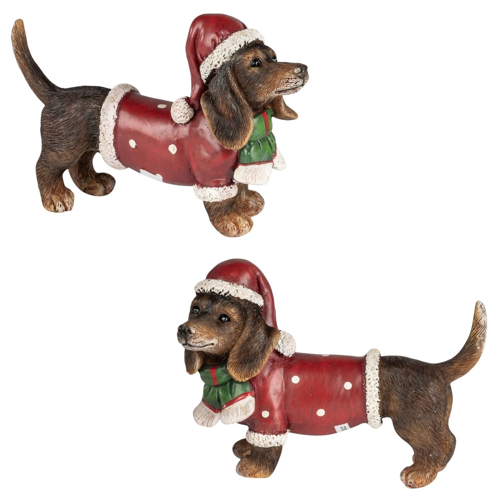 formano Dekofigur 2er Set Weihnachts-Dackel Dekofiguren 14 x 9 cm