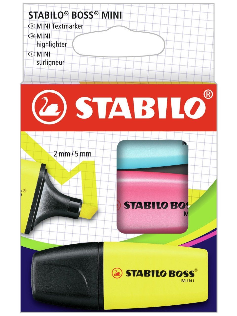 Marker pink STABILO STABILO 3er Set Marker MINI gelb, blau, BOSS