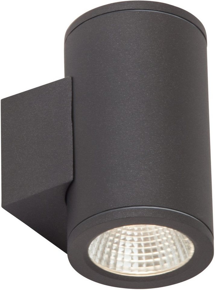 AEG LED Außen-Wandleuchte ARGO, LED fest integriert, 13,8cm Höhe,  Aluminium/ Glas, anthrazit, Metall, schwarz, 2-flammig