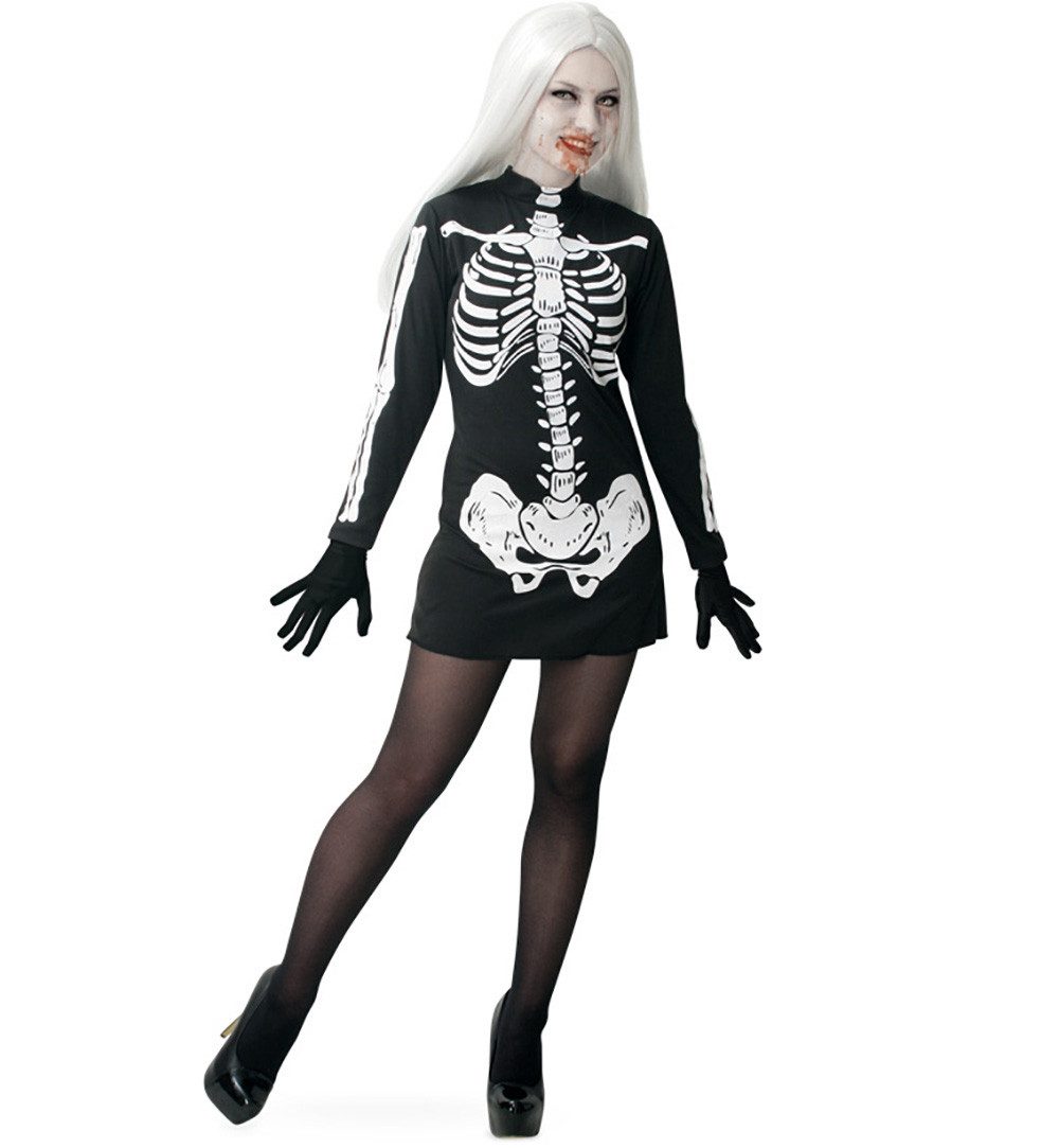 Fries Zombie-Kostüm Zombie Skelett Girl Minikleid Kostüm Halloween Fasching Karneval