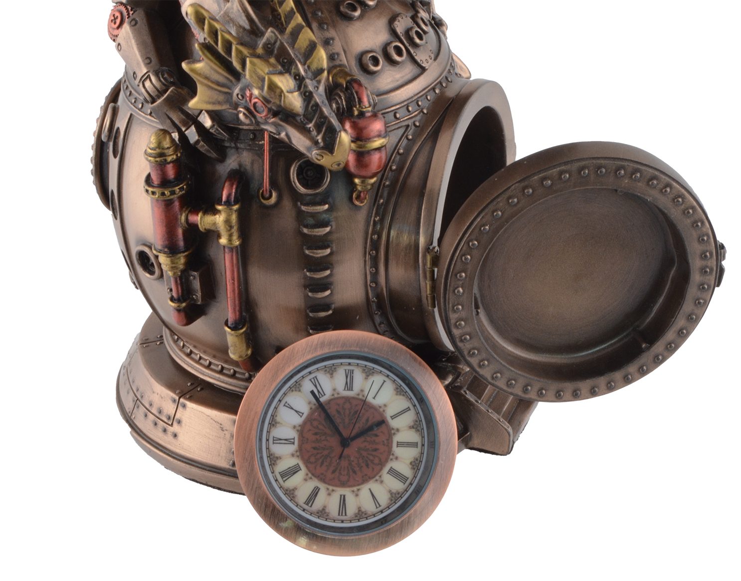 Standuhr bronziert, Steampunk auf by direct Hand Veronese, - ca. Vogler LxBxH: 11x14x18 von Gmbh Steampunkdrache Box Standuhr