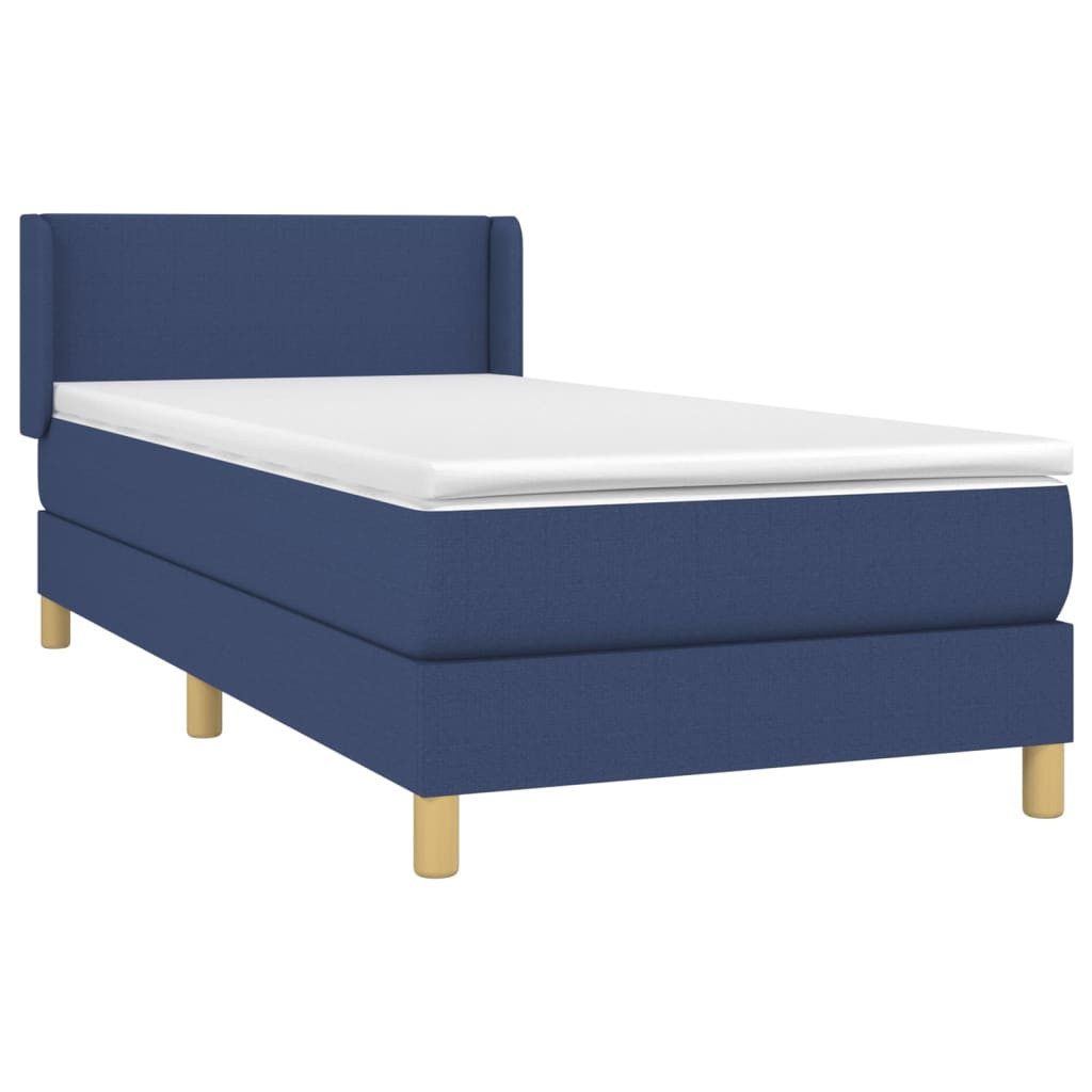 vidaXL Bett Boxspringbett mit Matratze Blau 90x200 cm Stoff
