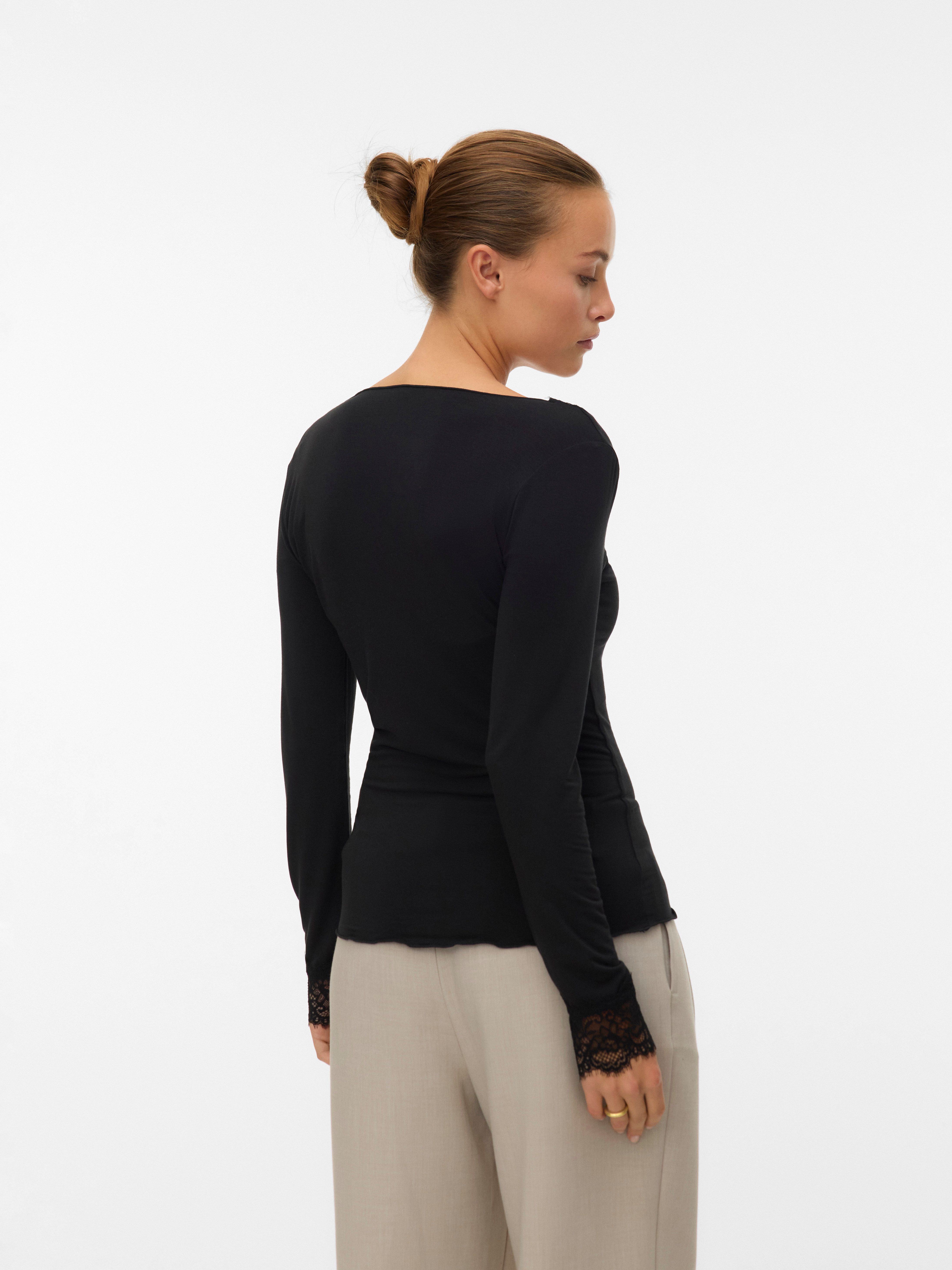 Vero Moda Langarmshirt VMSKYE LS V-NECK LACE TOP JRS NOOS günstig online kaufen