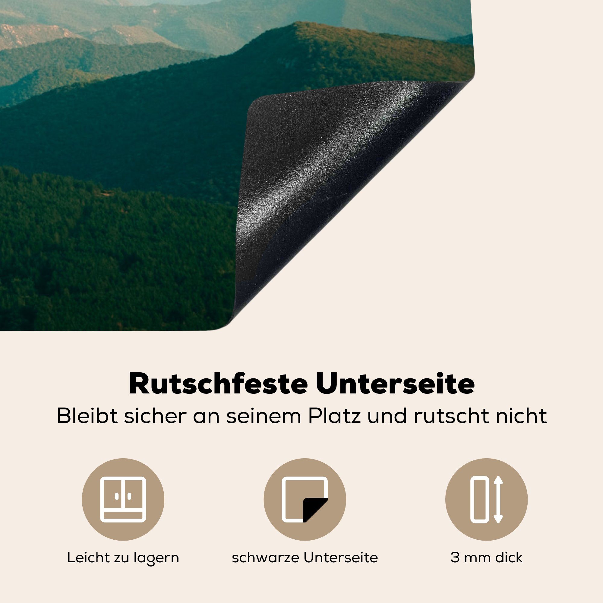 tlg), Wald Vinyl, - - Schutz MuchoWow cm, Pastell, Ceranfeldabdeckung (1 die für Induktionskochfeld Nebel Herdblende-/Abdeckplatte 81x52 küche,