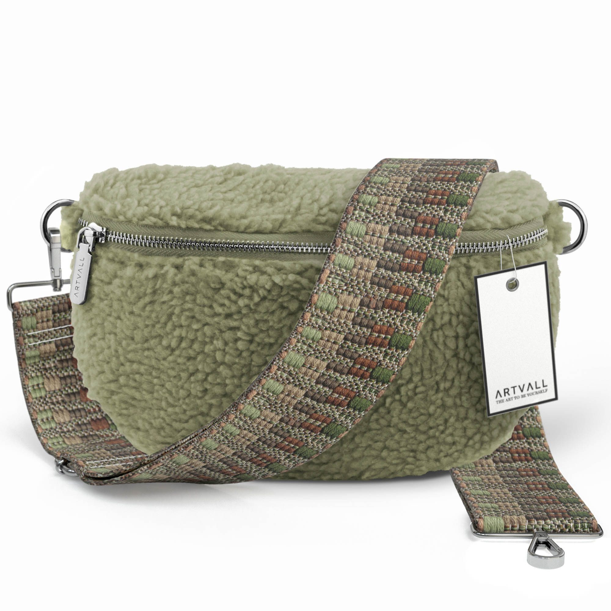 Umhängetasche Teddy Handtasche Damen Bag Brusttasche Minzgrün
