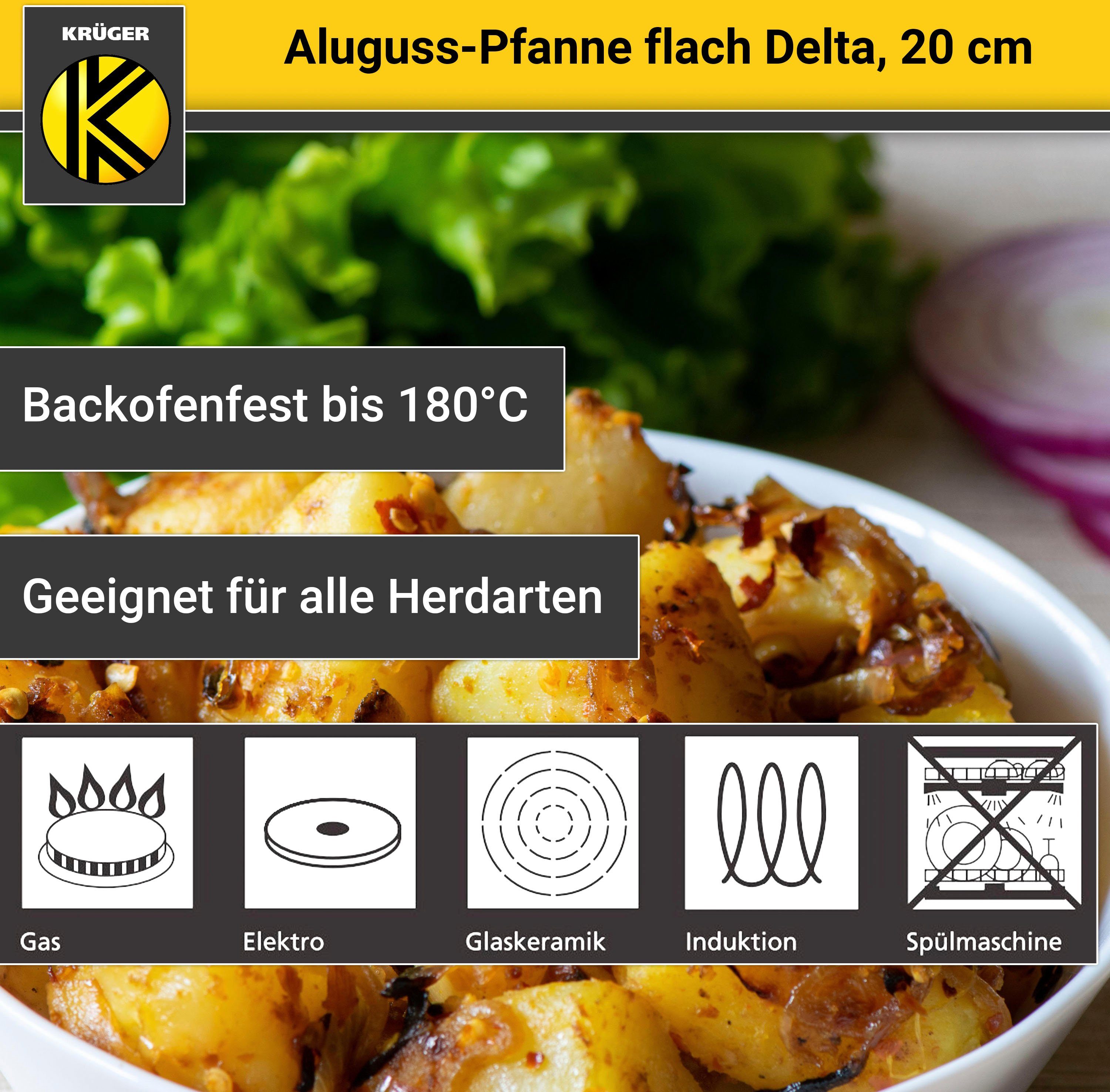Krüger Bratpfanne Aluguss Pfanne flach DELTA, Aluminiumguss (1-tlg), für Induktions-Kochfelder geeignet – Bild 5 von 5