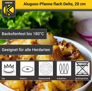 Krüger Bratpfanne Aluguss Pfanne flach DELTA, Aluminiumguss (1-tlg), für Induktions-Kochfelder geeignet