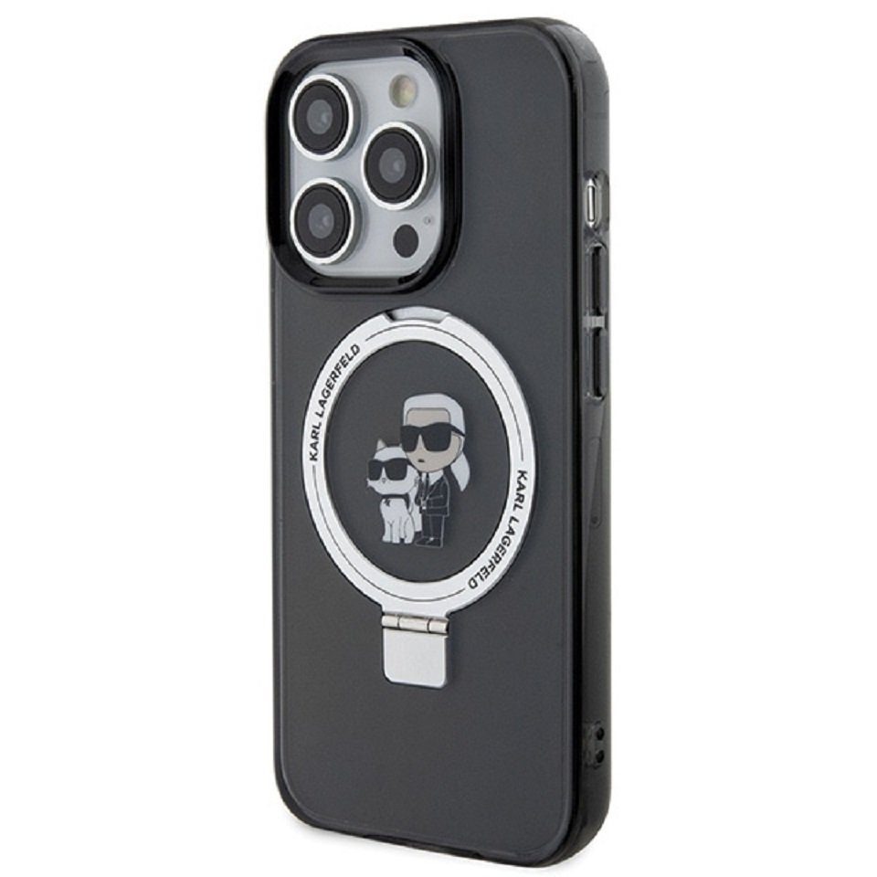KARL LAGERFELD Handyhülle iPhone 15 Pro Max aufstellbar Magsafe kompatibel schwarz 6,7 Zoll, Kantenschutz