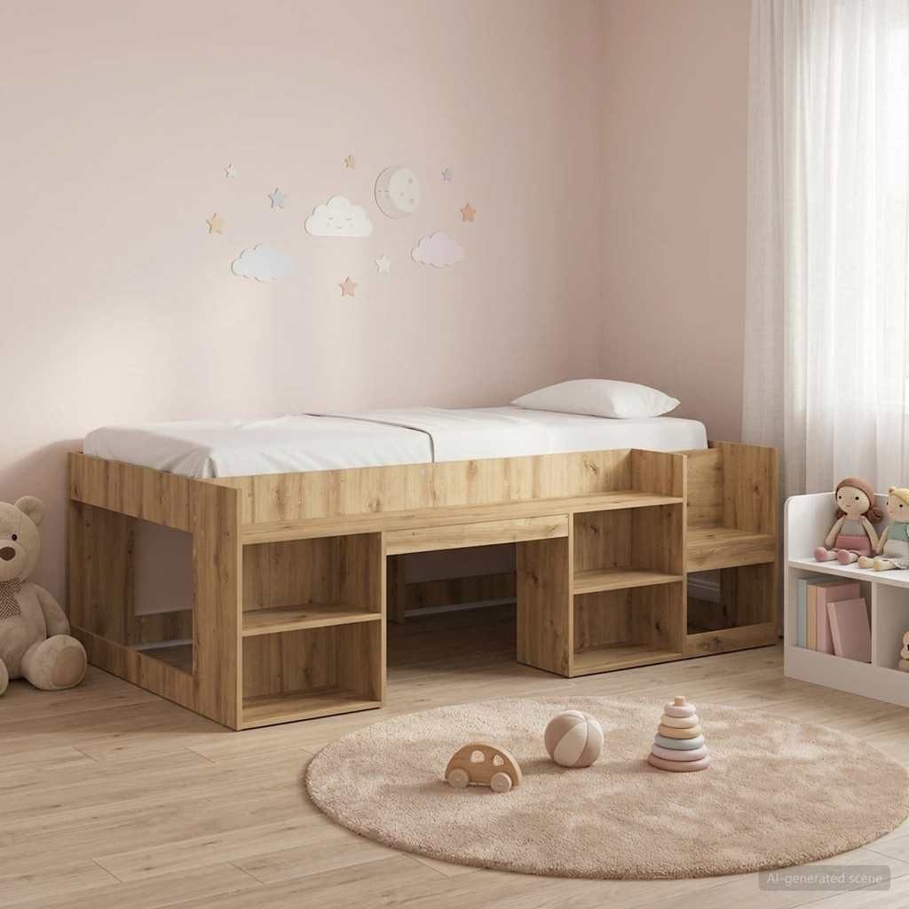 vidaXL Bettgestell vidaXL Kinderbettgestell mit Stauraum Artisan-Eiche 90 x 200 cm