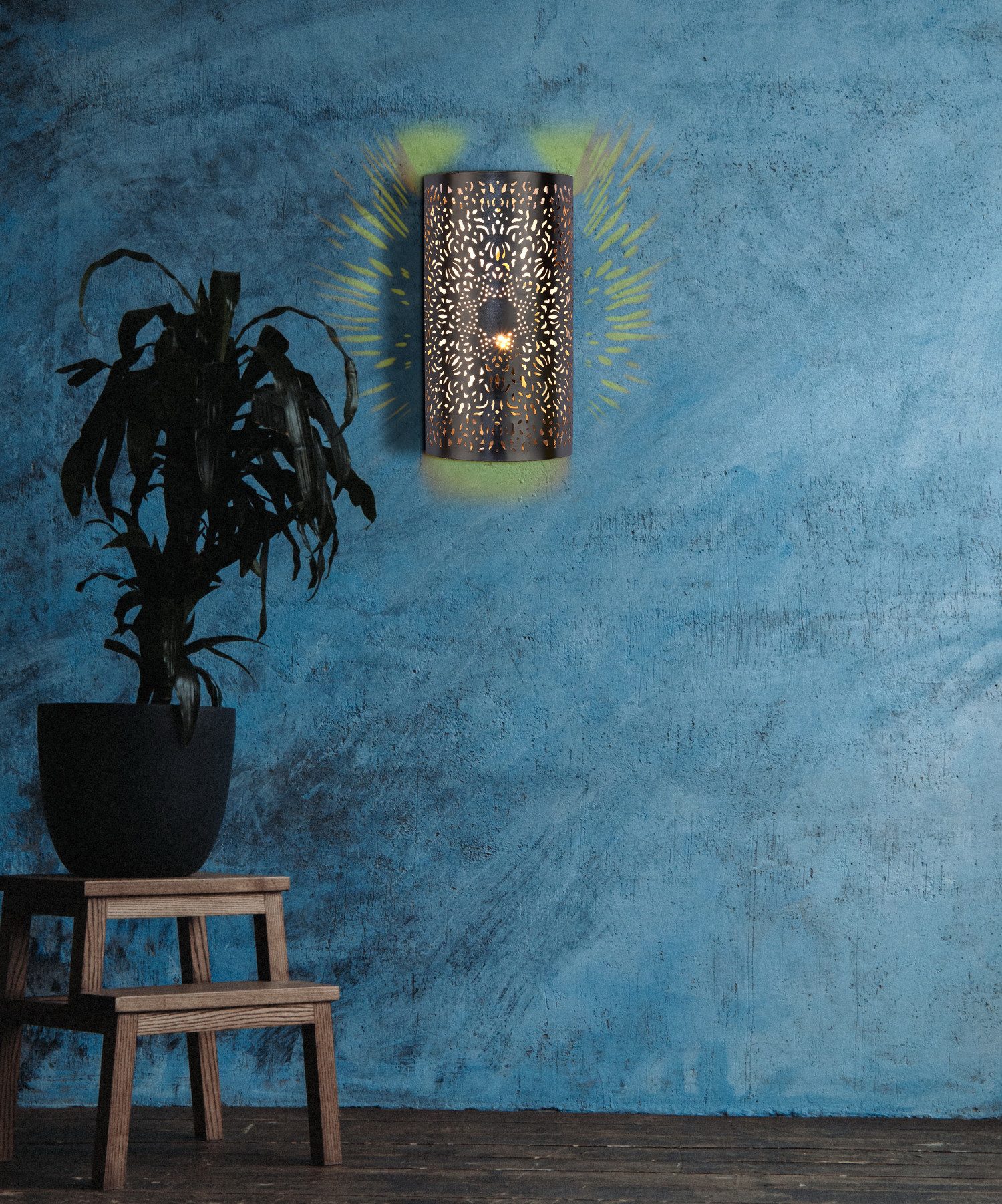 Marrakesch Orient & Mediterran Interior Wandleuchte 2er Set Orientalische Wandlampe Yassan edel aus Metall in Silber 29 cm, Handarbeit