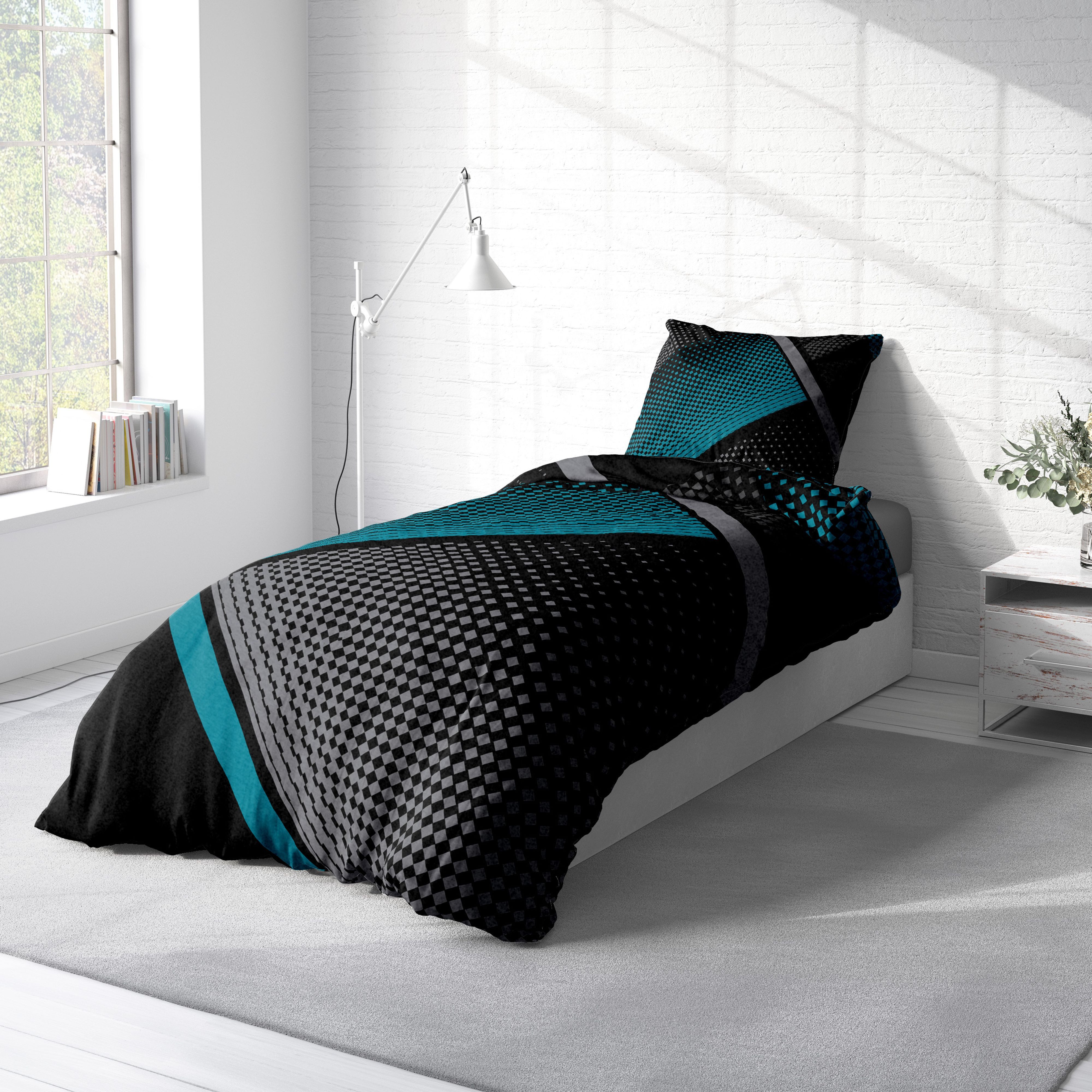One Home Bettwäsche Winter Thermofleece, Fleece, 2 teilig, Geometrisch grafisch, kuschelig flauschig warm weich Modern – Bild 3 von 5