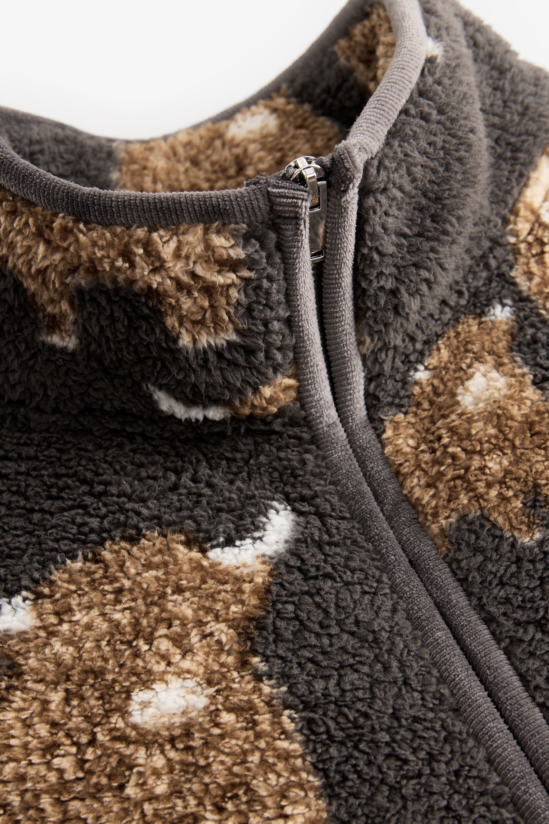 Next Fleecepullover Gemusterter Borg-Fleece mit halben Reißverschluss (1-tlg)
