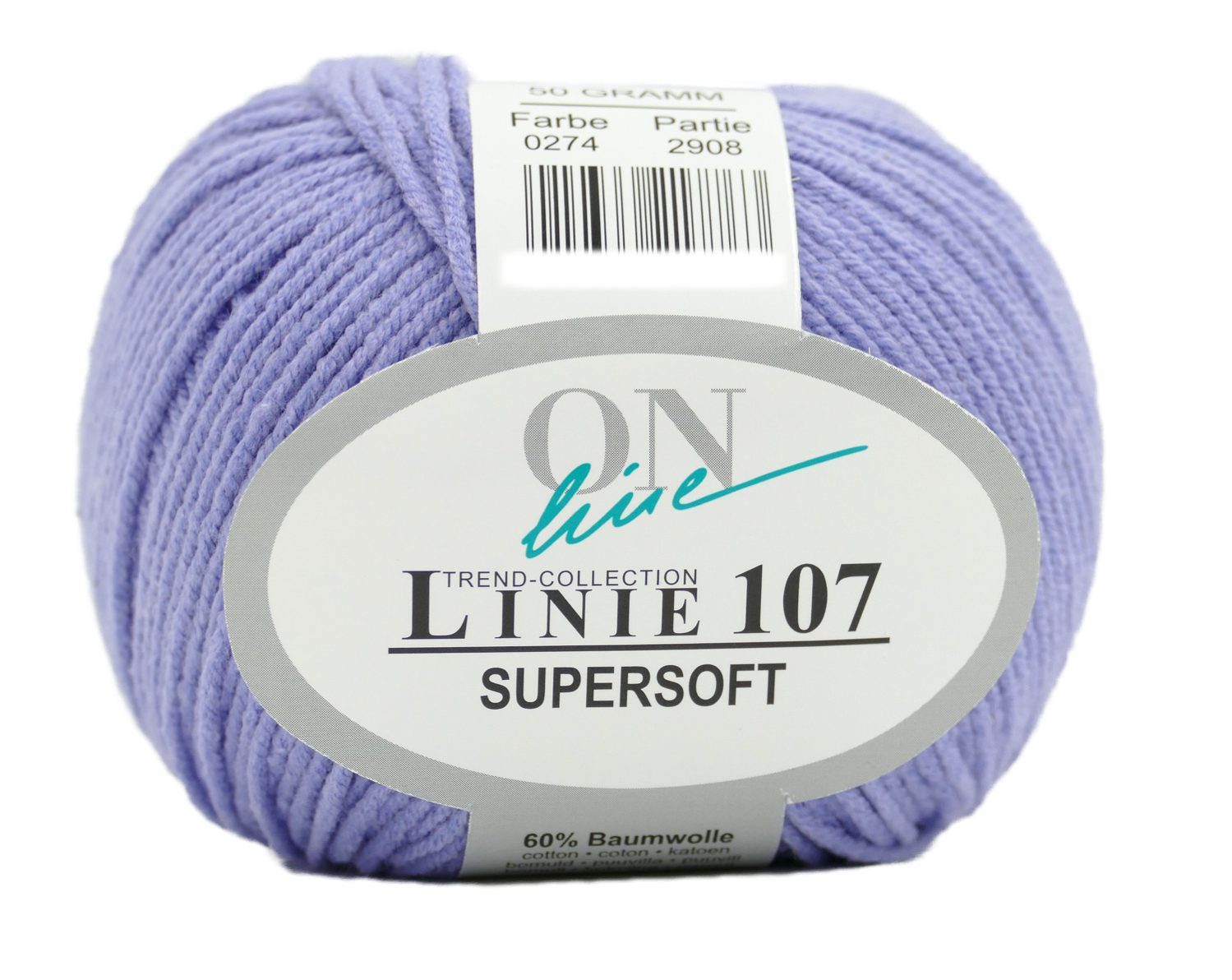 Online Garne Linie 107 Supersoft Baumwollmischgarn Häkelwolle, (pastell und bunt, Wolle zum stricken und häkeln, Strickgarn, Handstrickgarn), 60% Baumwolle, 40% Polyacryl