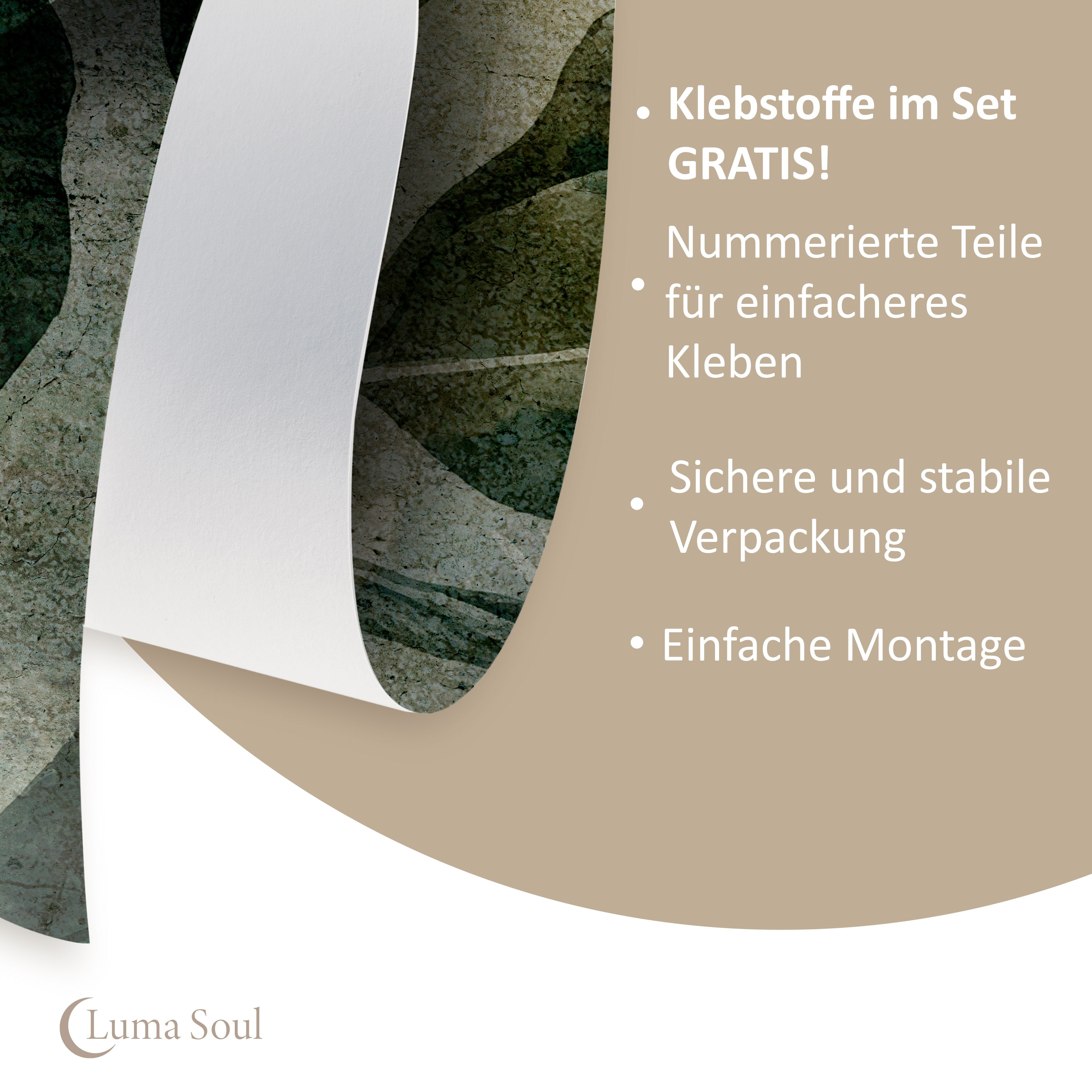 LUMASOUL Fototapete 100x70 cm - Vliestapete Shabby Chic - Beige, Shabby Chic, Rechteckig, Nach innen, Horizontale Ausrichtung