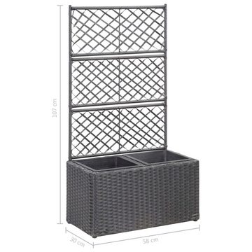 DOTMALL Hochbeet Hochbeet mit Rankgitter 2 Töpfe 58×30×107cm Poly Rattan Schwarz