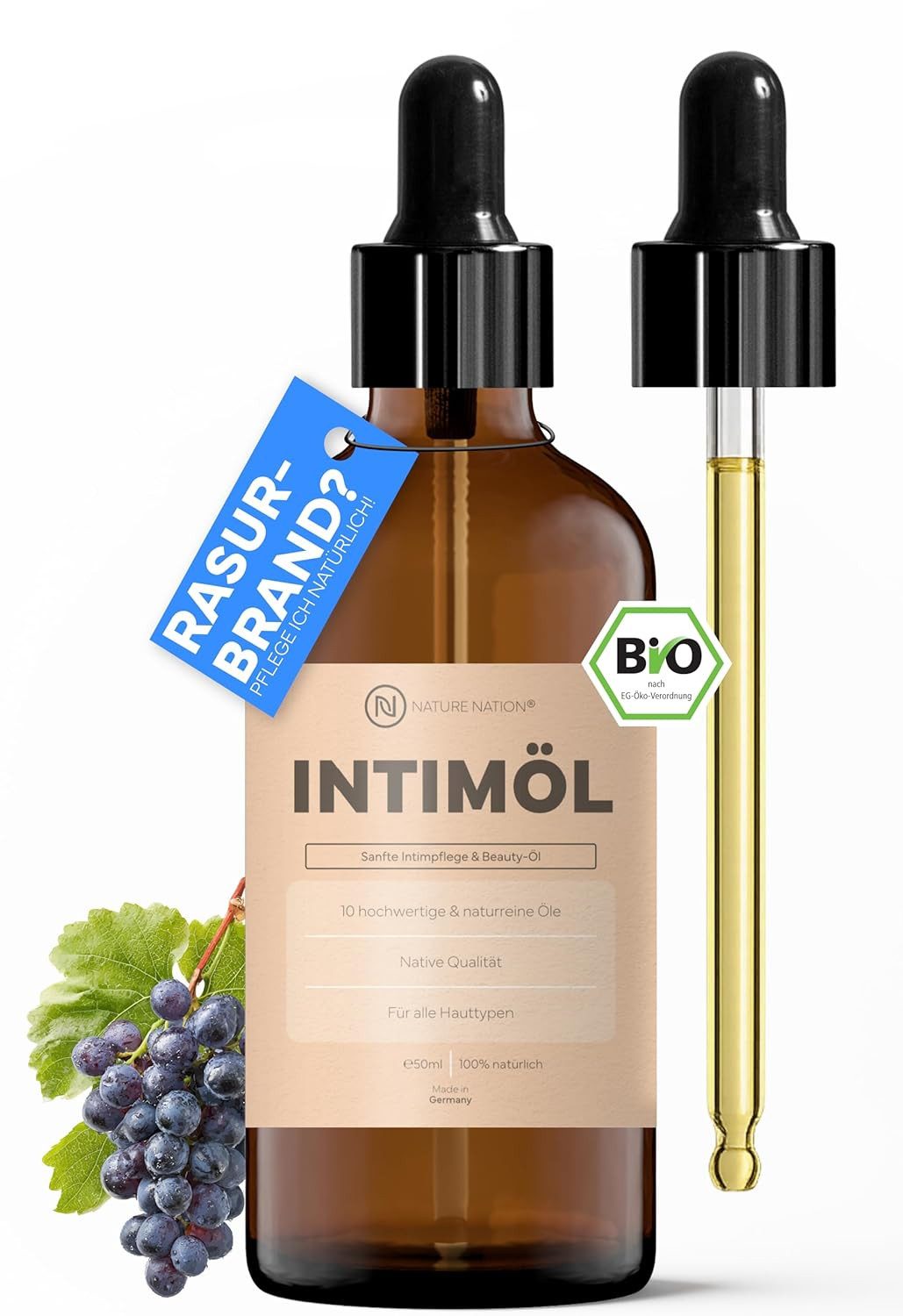 NATURE NATION Körperpflegemittel Intimöl 50ml – After Shave Öl gegen Rasierpickel
