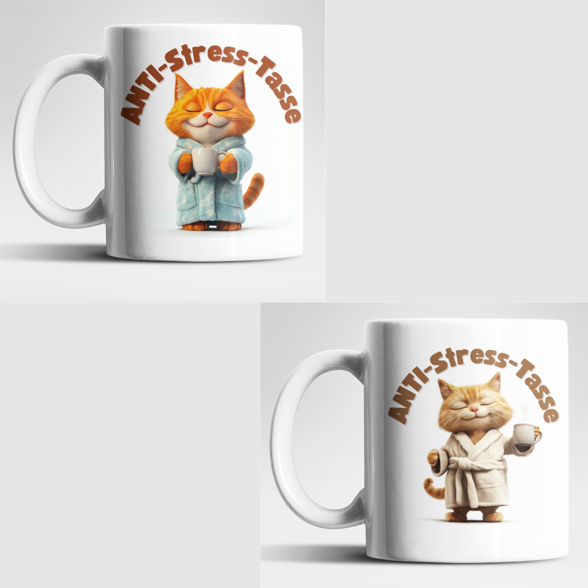 WS-Trend Tasse Anti Stress Katze Kätzchen 2er Set Kaffeetasse Teetasse Geschenkidee, Keramik, 330 ml