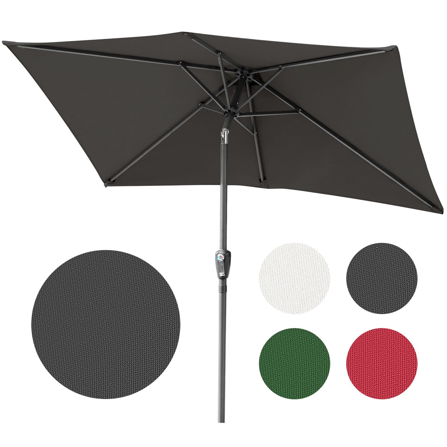 Aok Garden Terrassenschirm 2,3 M – Neigbar, Kurbelbetrieben, Mit 6 Alu-Rippen, Schwarz