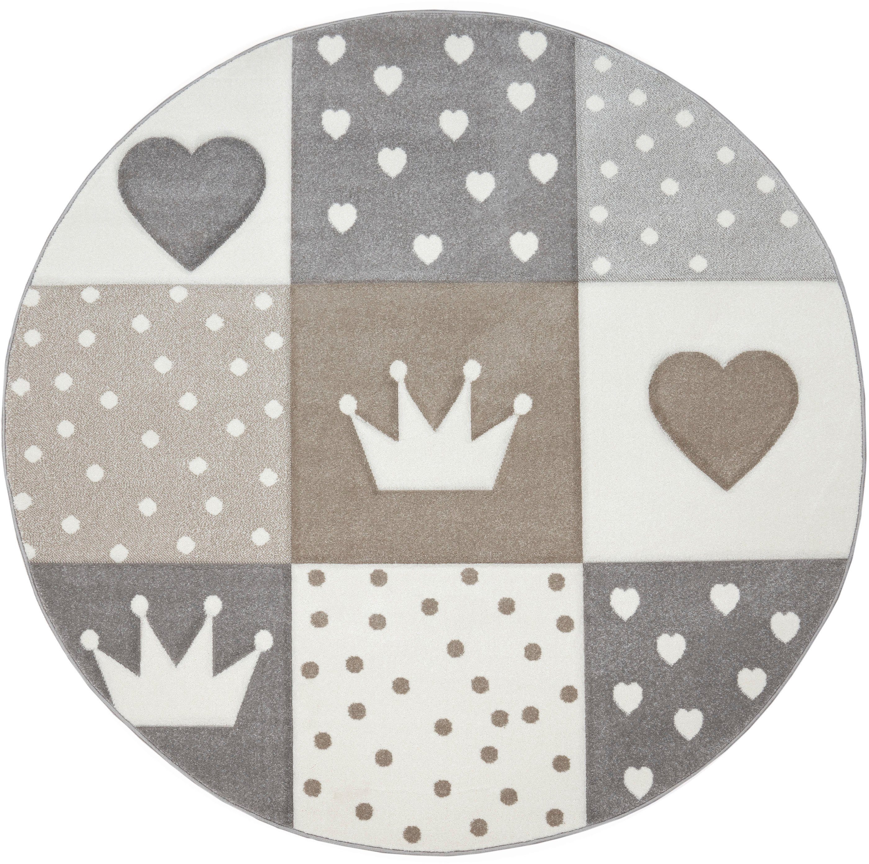 Paco Home Kinderteppich Cosmo 339, rund, Höhe: 16 mm, Kurzflor, Pastell-Far günstig online kaufen