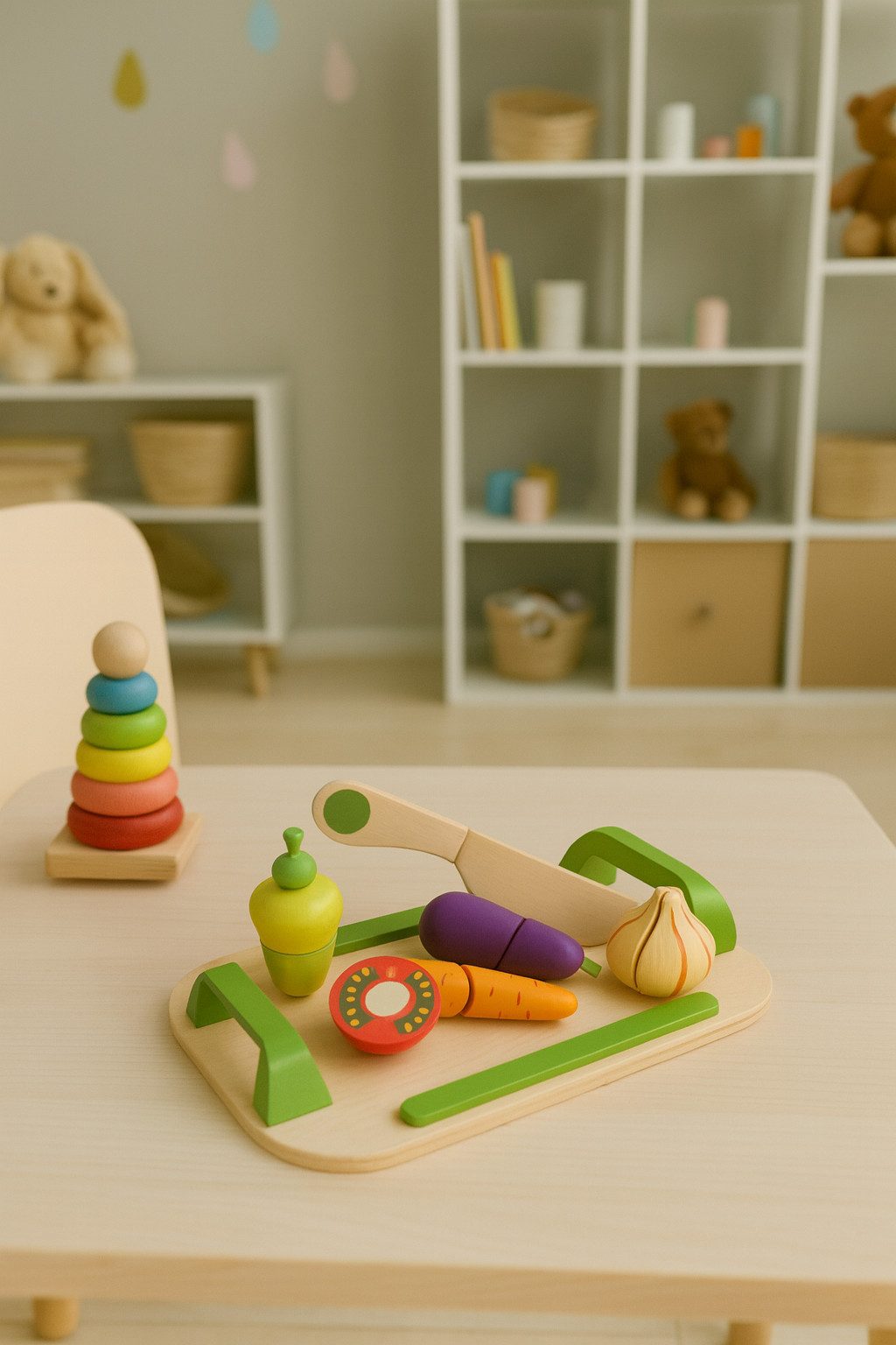 Eichhorn Spiellebensmittel Kaufladen Holz-Spielset 12-tlg. Schneideobst Gemüse mit Brett & Messer, (Set, 12-tlg., Geschenk-Set), Fördert Motorik, Rollenspiel und Fantasie ab 2 Jahre Kaufladen Zubehör