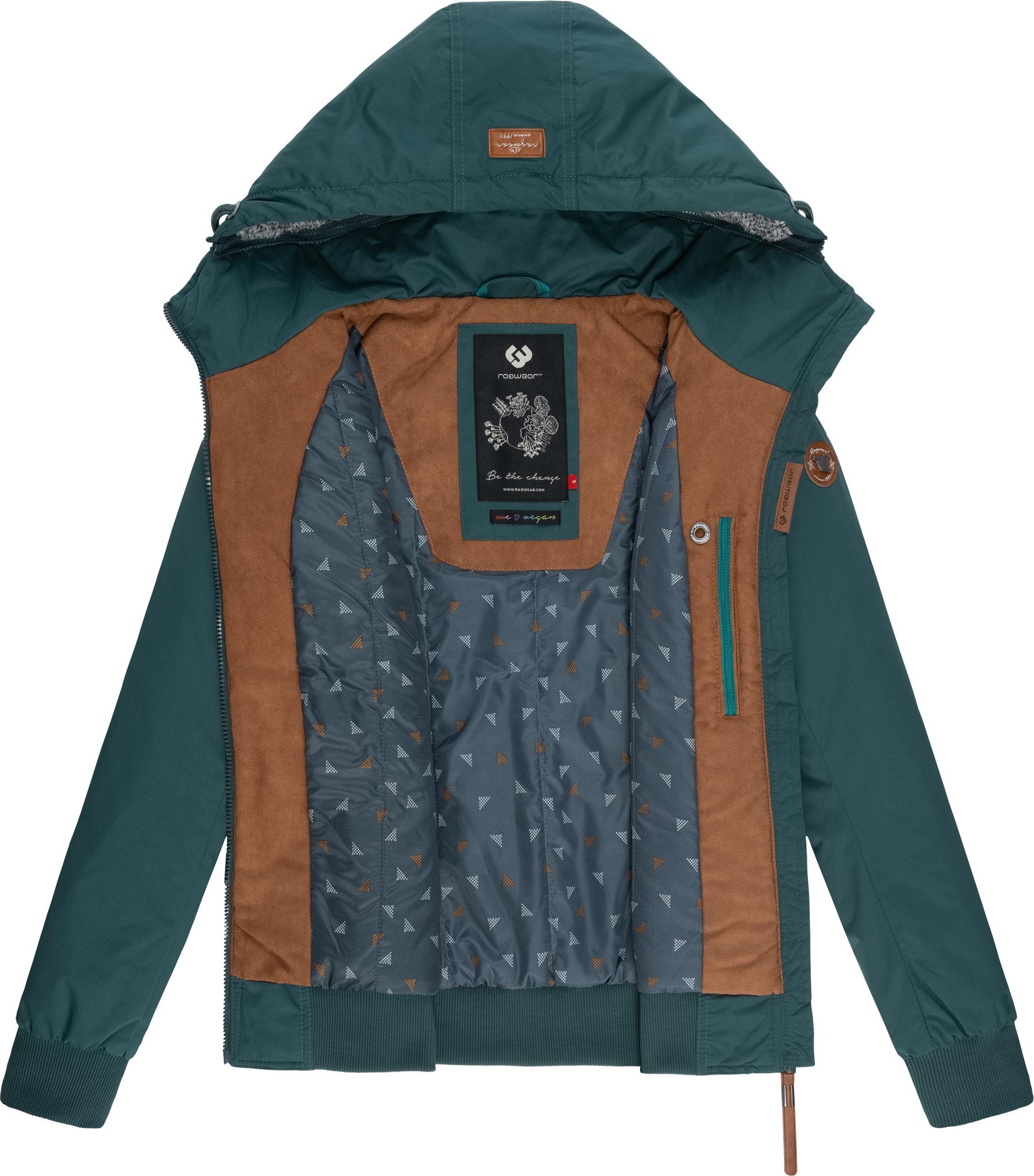 mit Ragwear moosgrün abnehmbarer Jotty Winter Winterjacke Kapuze Outdoorjacke stylische