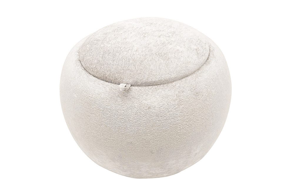 riess-ambiente Couchtisch ORBIT 50cm beige - Bouclé, mit Tablett & Stauraum, Schaumstoff, rund (Einzelartikel), Scandi Beistelltisch - ideal für Wohn- und Esszimmer oder TV-Ecke