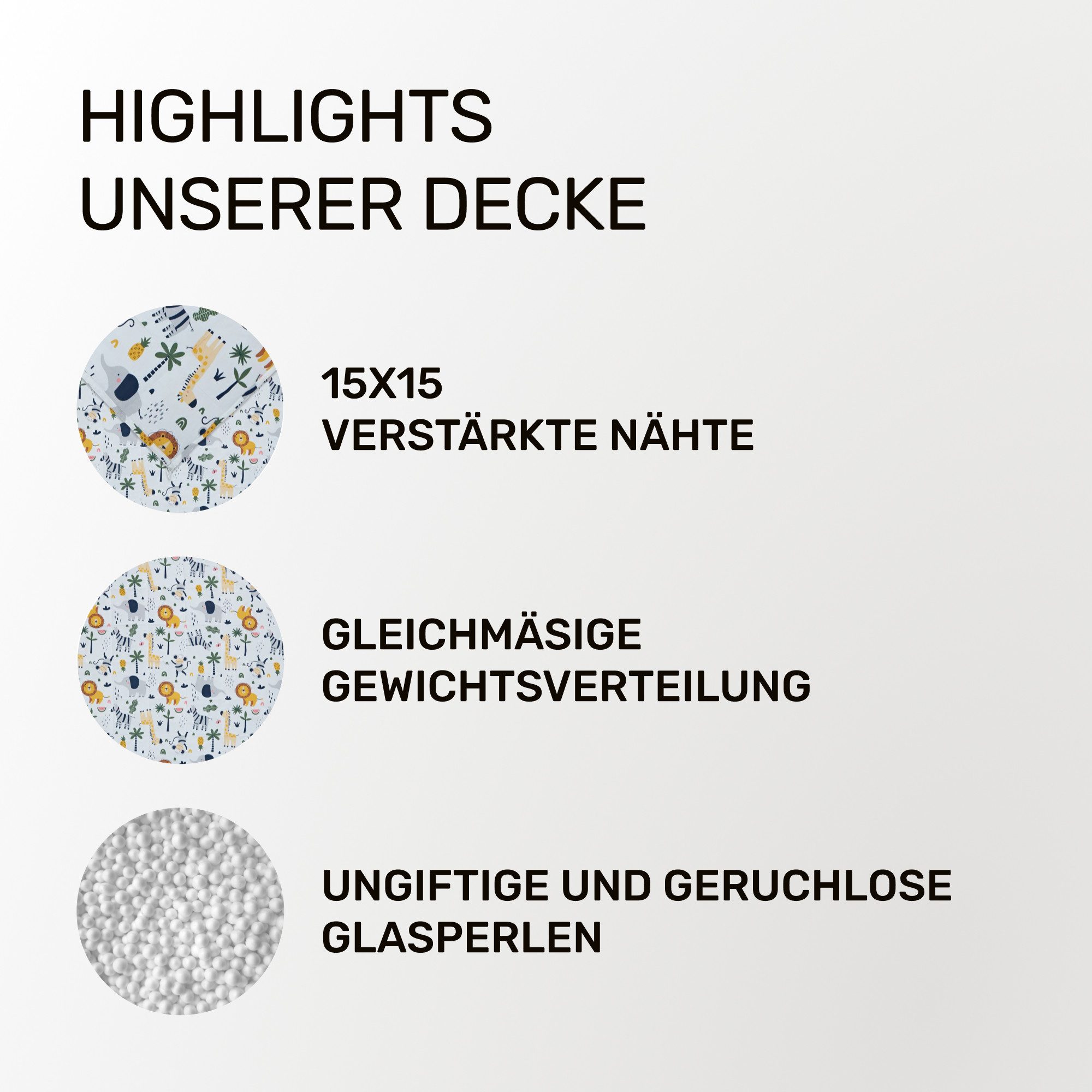 Dailydream Gewichtsdecke für Kinder, beschwerte Decke, Baumwolle oder Fleece, Füllung: Glasperlen, Gleichmäßige Gewichtsverteilung, doppelte Nähte, Handwäsche möglich