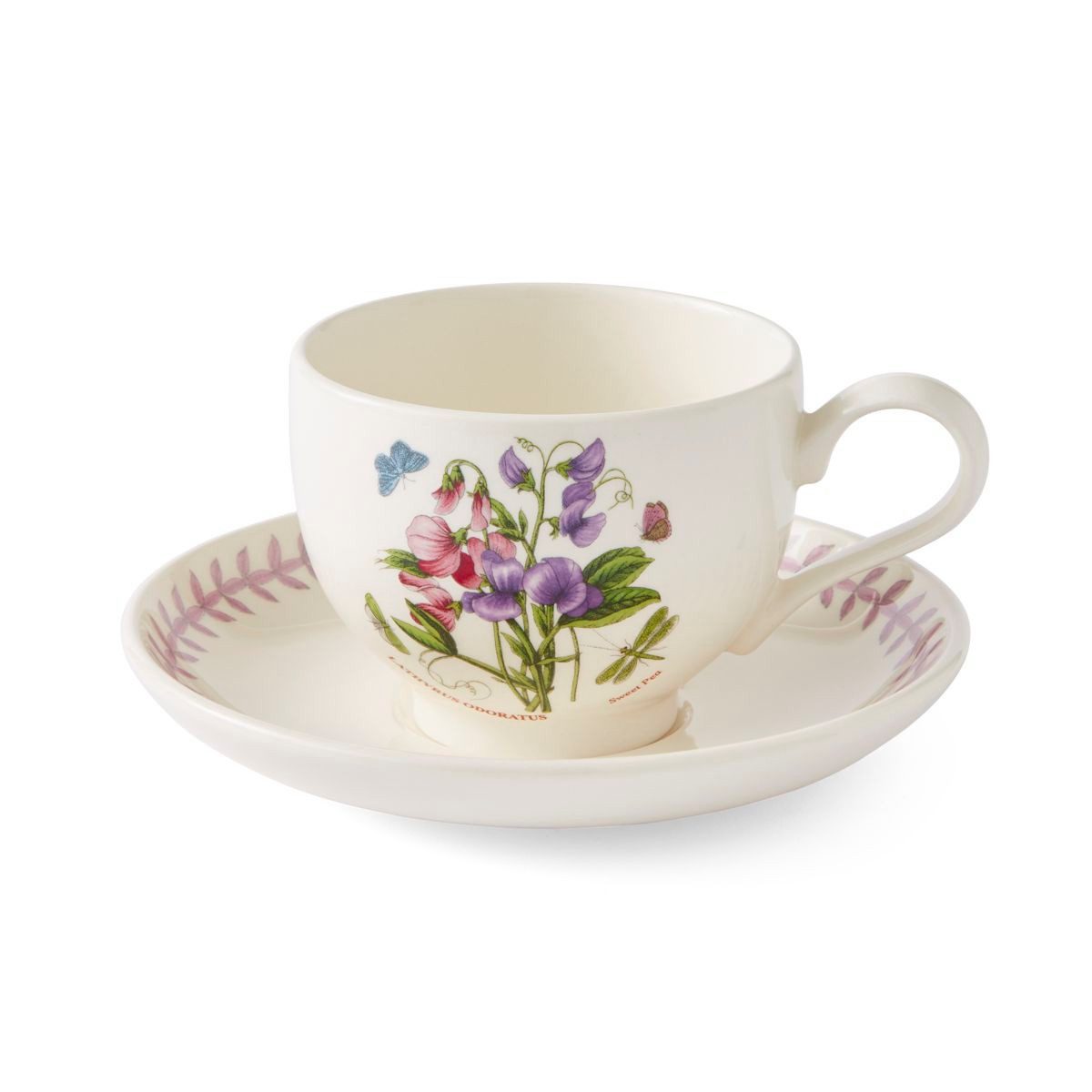 Portmeirion Tasse Portmeirion Keramik Tasse & Untertasse Botanic Garden Meadow Duftwicke, Keramik
