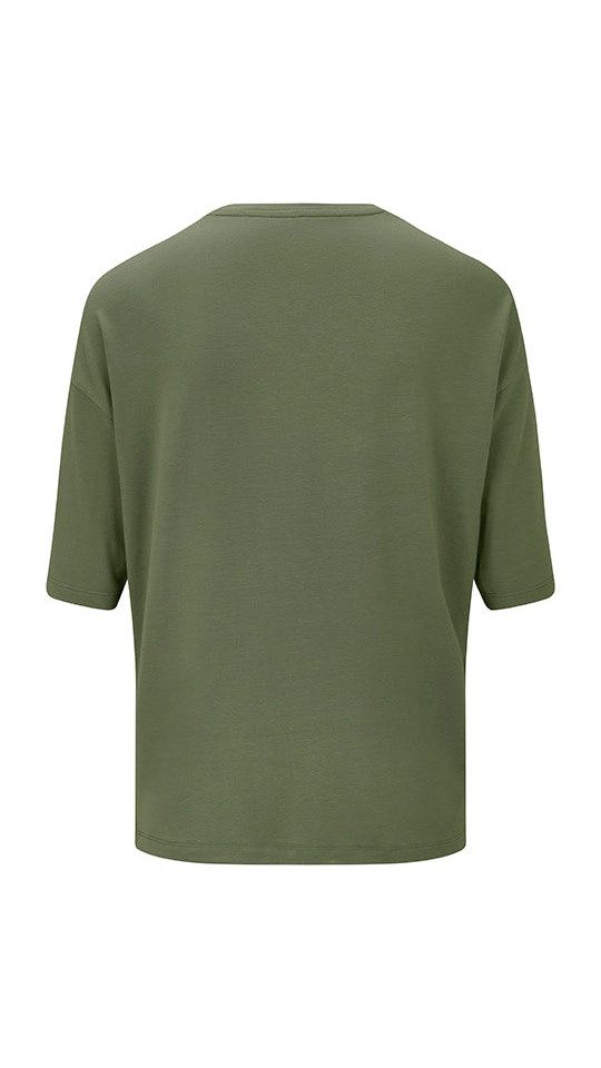Faber Kurzarmshirt V-Ausschnitt-Shirt aus Viskosestretch mit Halbarm in Khaki