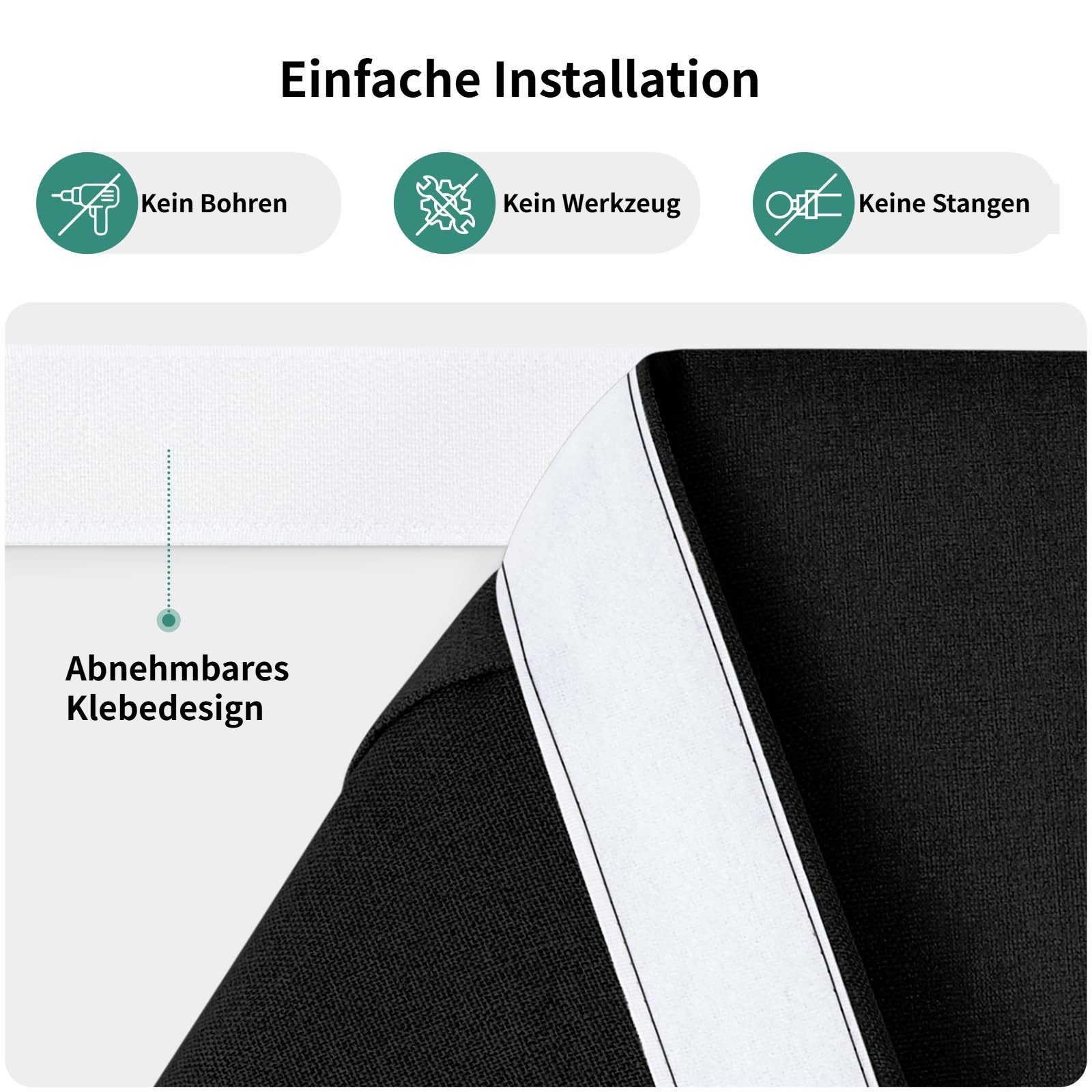 BYSURE Türvorhang Verdunkelungsgardine aus Leinen, mit Klettverschluss, verdunkelnd, Türgardine Balkontür Taschen Vorhang für Schlafzimmer – Bild 4 von 5