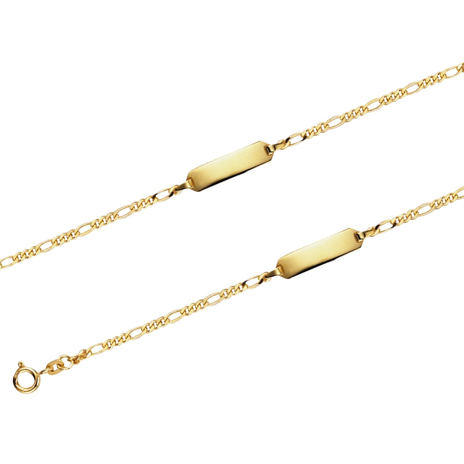 Goldkette JB Damen ID Goldarmband Figaro diamantiert 2,1 mm 333 - 8 Kt 14 cm