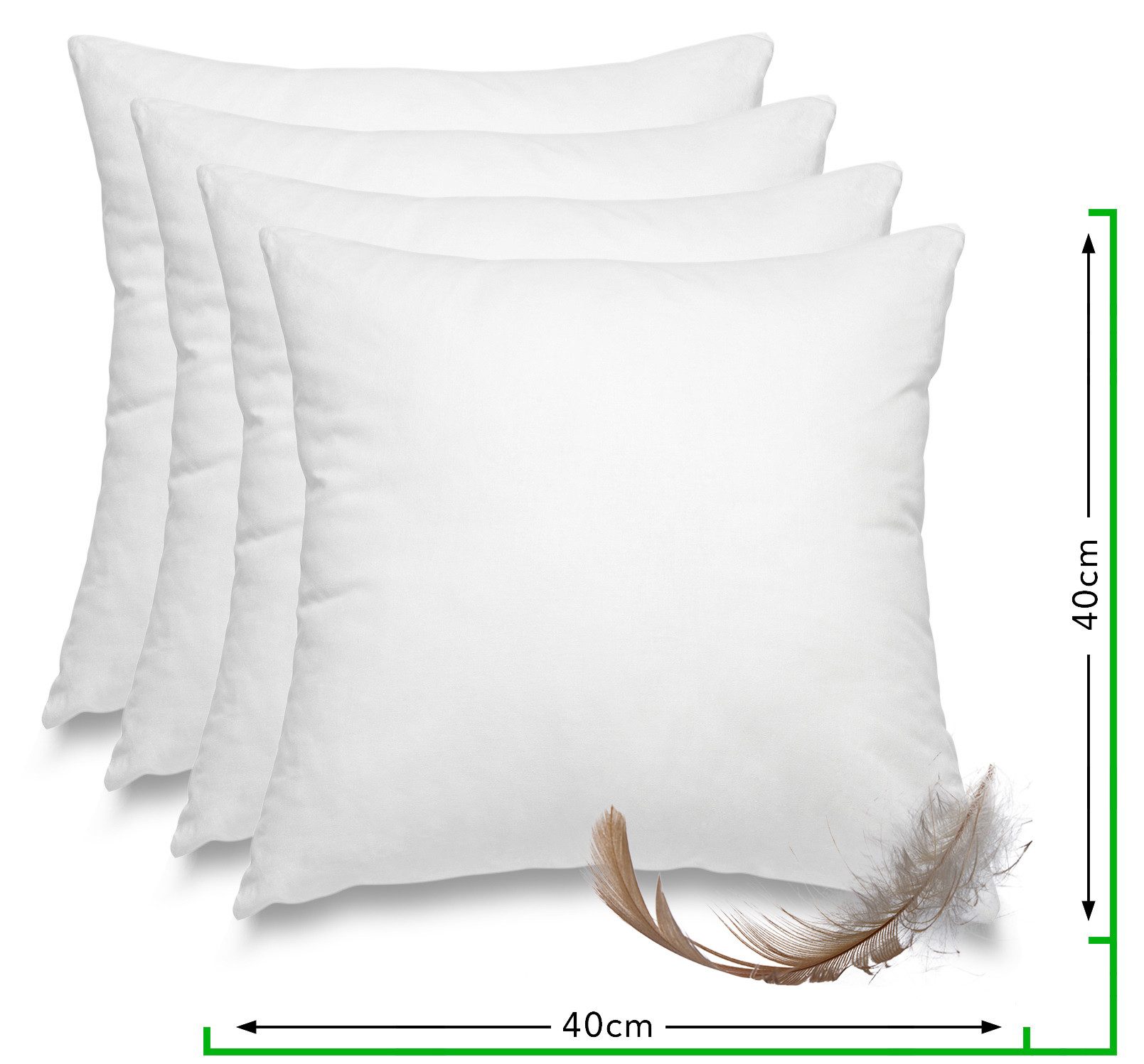wometo Federkissen 4er Pack, 40x40 cm, Füllung: Federn, Bezug: Baumwolle, 4er Set, OEKO-TEX®, Kissenfüllung Bezug Baumwolle & 100% Federn