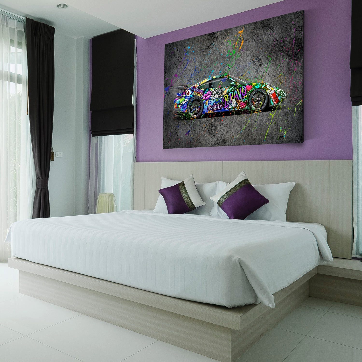 Artedinoi Leinwandbild Auto Street Art Sportwagen günstig online kaufen