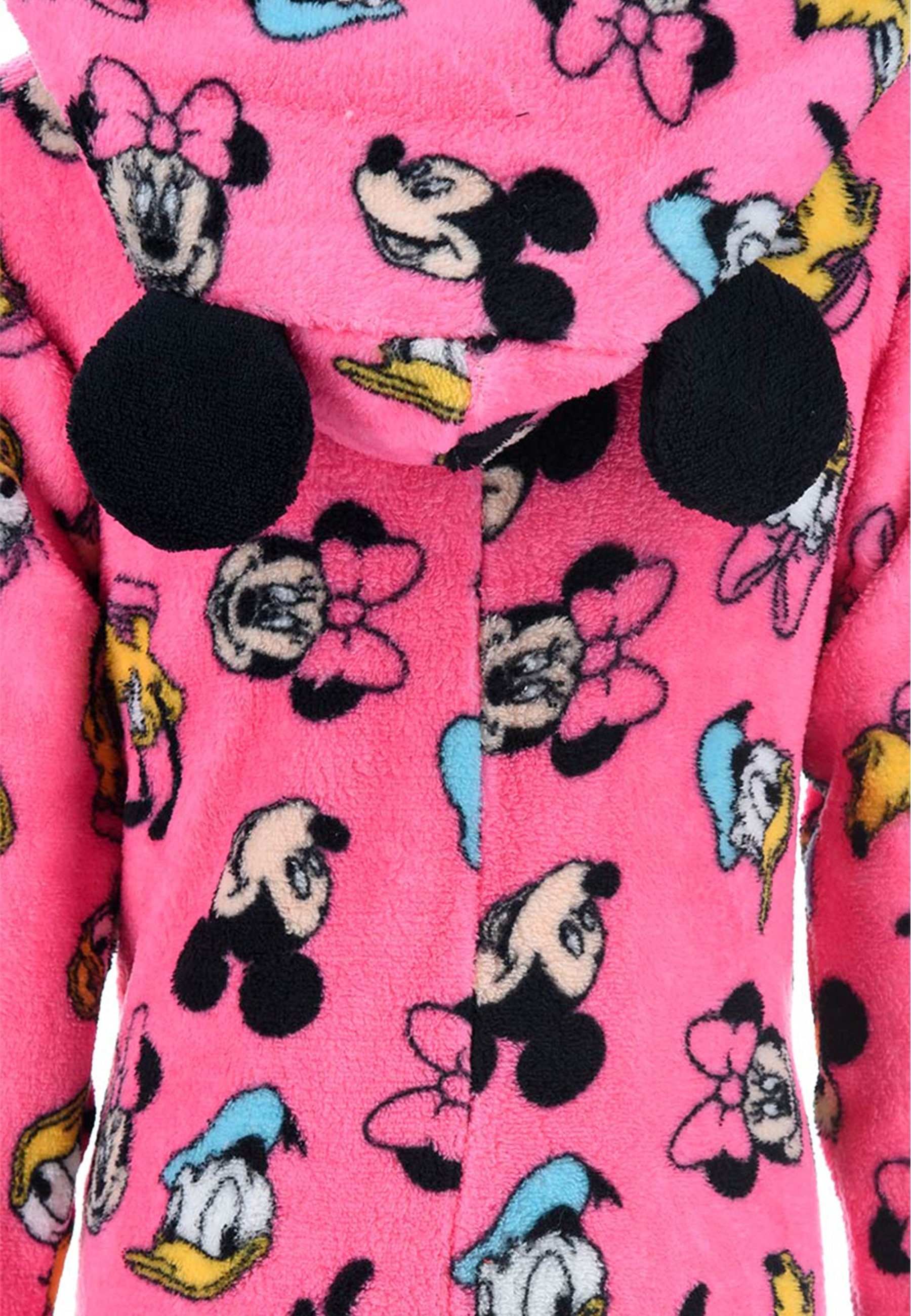 Schlafanzug Pyjama Mädchen Overall Minnie Nachtwäsche Pink Disney langarm Mouse Schlaf
