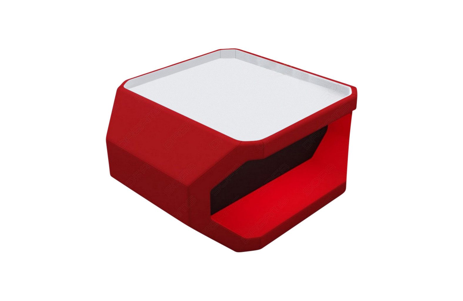 Sofa Dreams Couchtisch Asti, Mikrofaser Bezug in Rot, Akzentfarbe Schwarz, mit LED-Beleuchtung