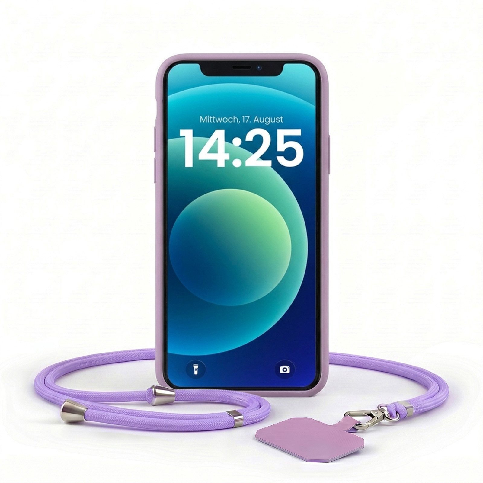 Handyhülle SoftGrip Cover Hülle mit Trageband für Apple iPhone 12 6.1 Zoll, 6.1, Handy Case Kameraschutz mit Handykette Handyband Umhängeband Lanyard