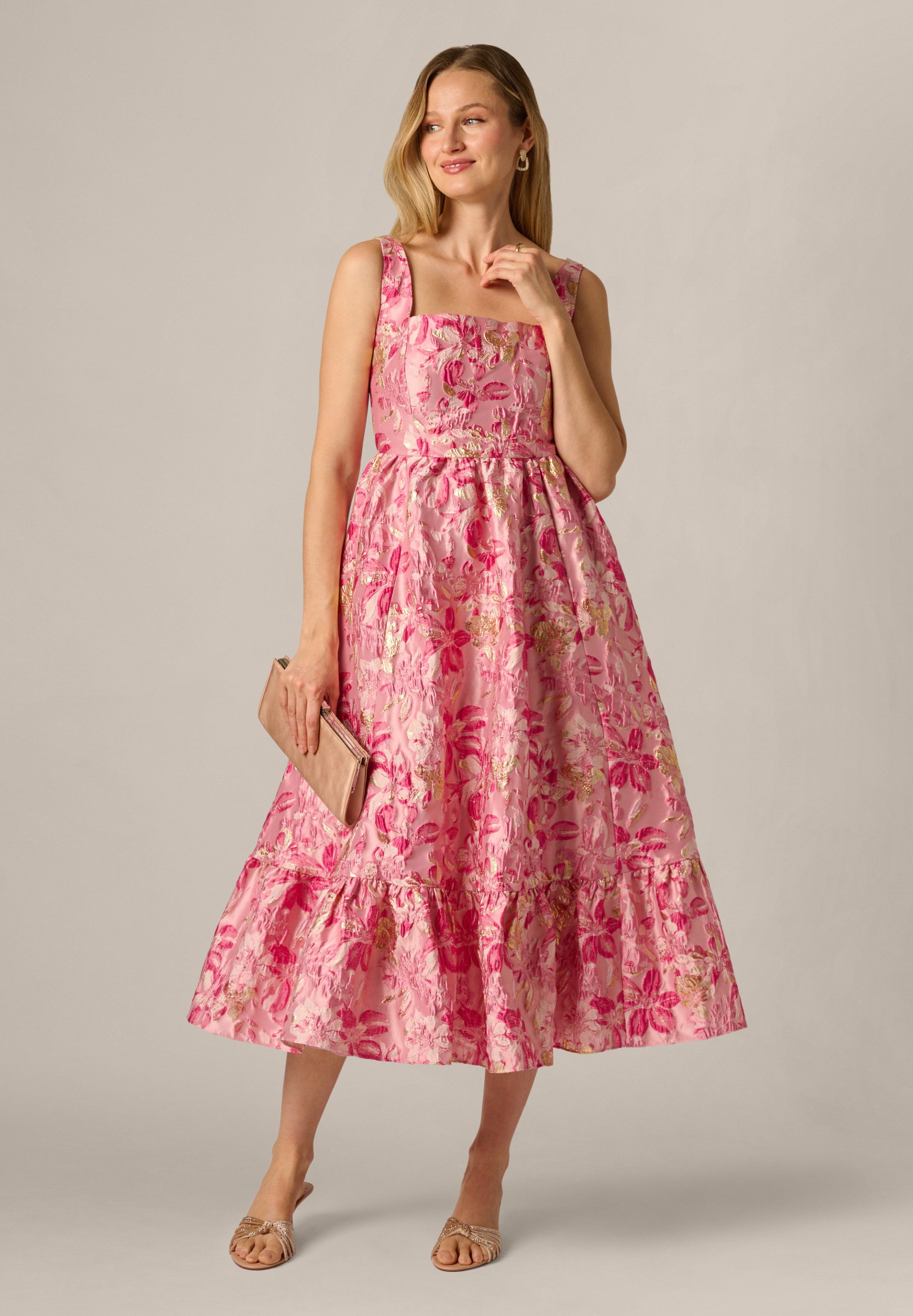 Adrianna Papell Abendkleid Jacquard Flounce Midi Dress Hübsches und romantisches Kleid