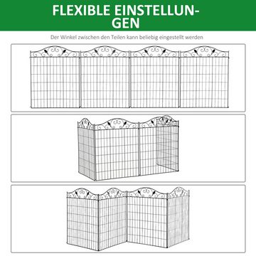 Outsunny Zaun Gartenzaun 4er Set 365 x 112 cm Gitterzaun Dekorative Metallzaun, (Drahtzaun, 4-St., Drahtgitter), für Balkon, Garten, Schwarz