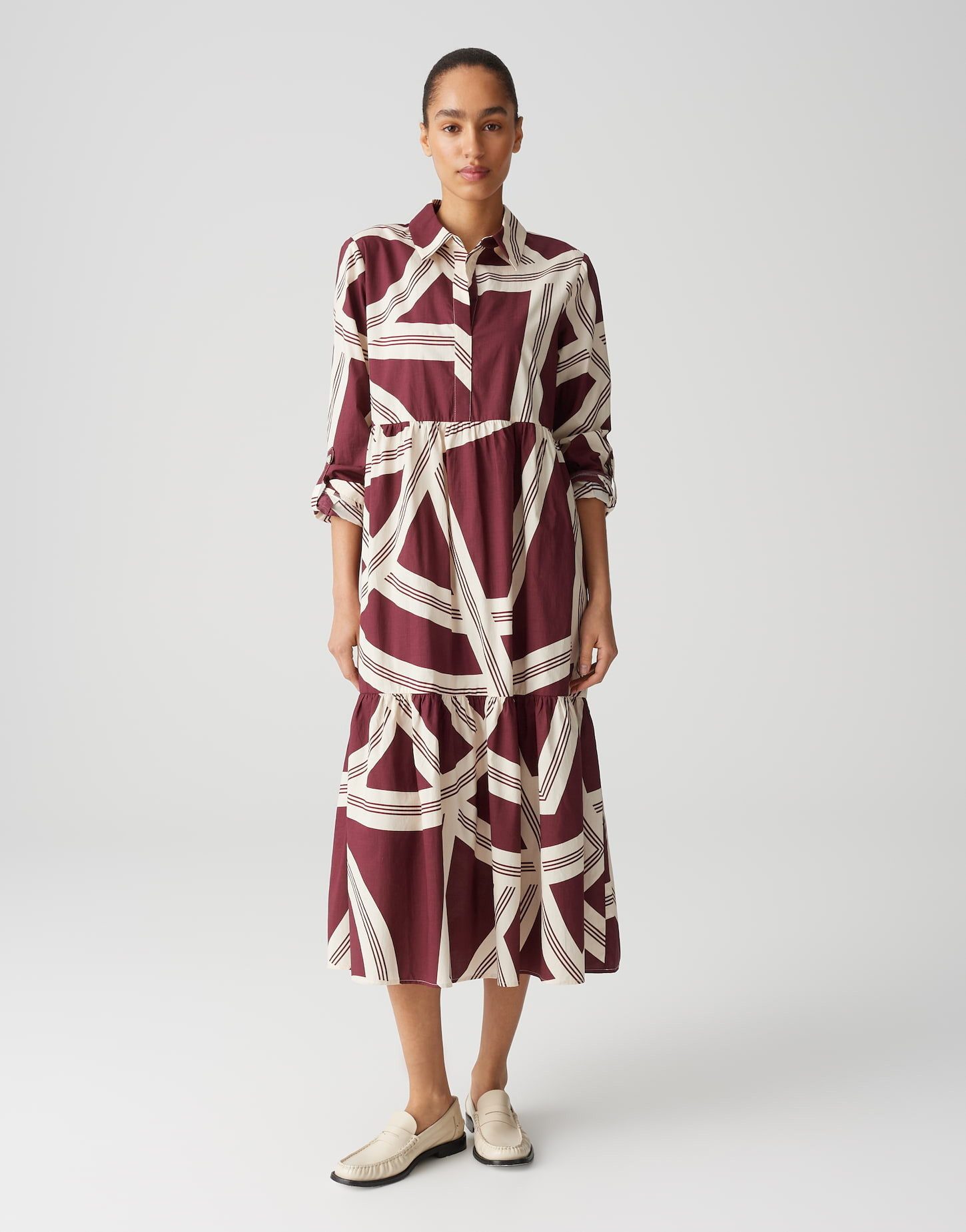 OPUS Midikleid WERANO LANE aus nachhaltiger Baumwolle grafisches Muster, Pe günstig online kaufen