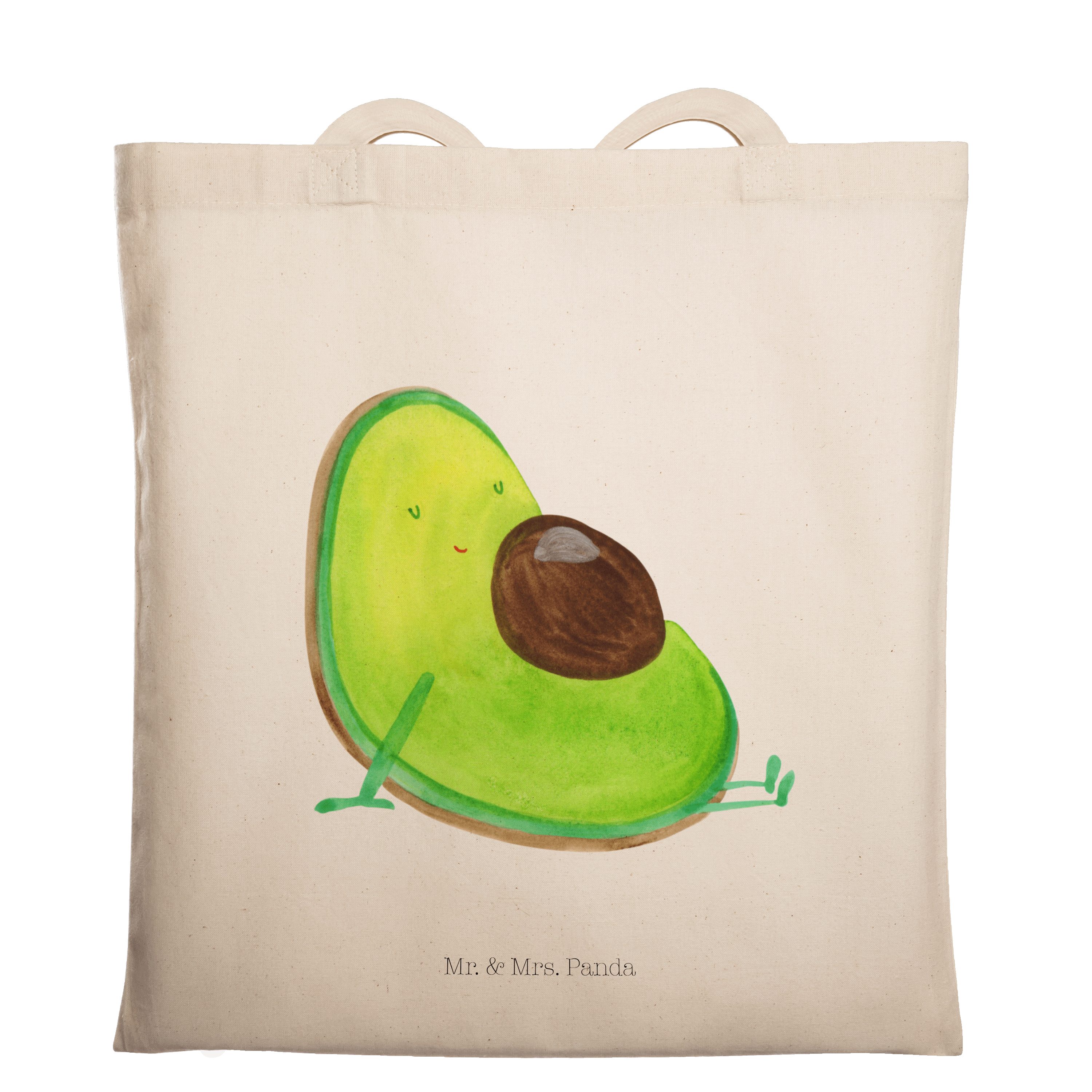 Mr. & Mrs. Panda Tragetasche Avocado schwanger - Transparent - Geschenk, Babyshower, Veggie, Gebur (1-tlg) | Canvas-Taschen