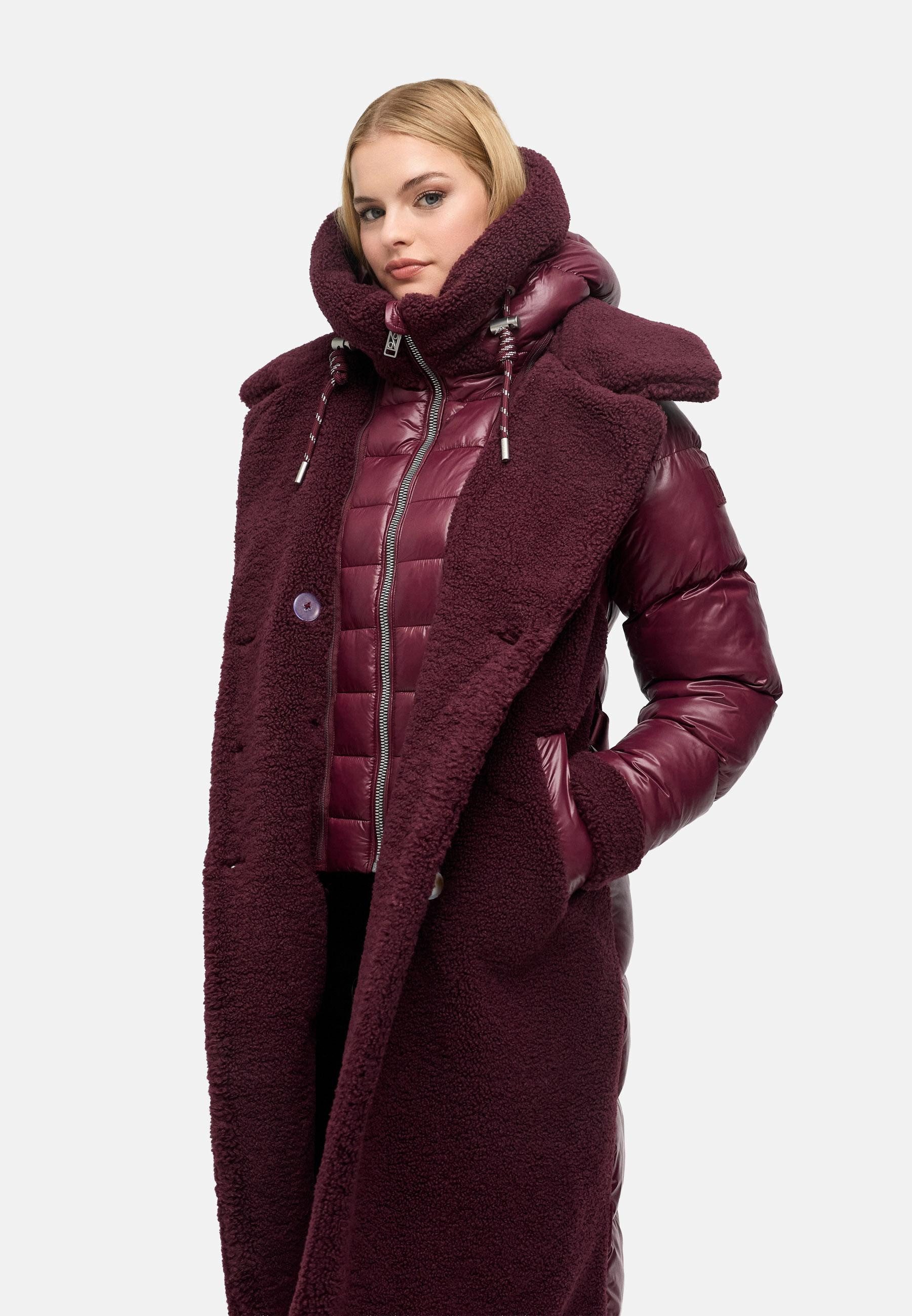 Navahoo Wintermantel Kuscheltraum 14 Modischer Damen Plüschmantel aus angesagtem Materialmix – Bild 3 von 5