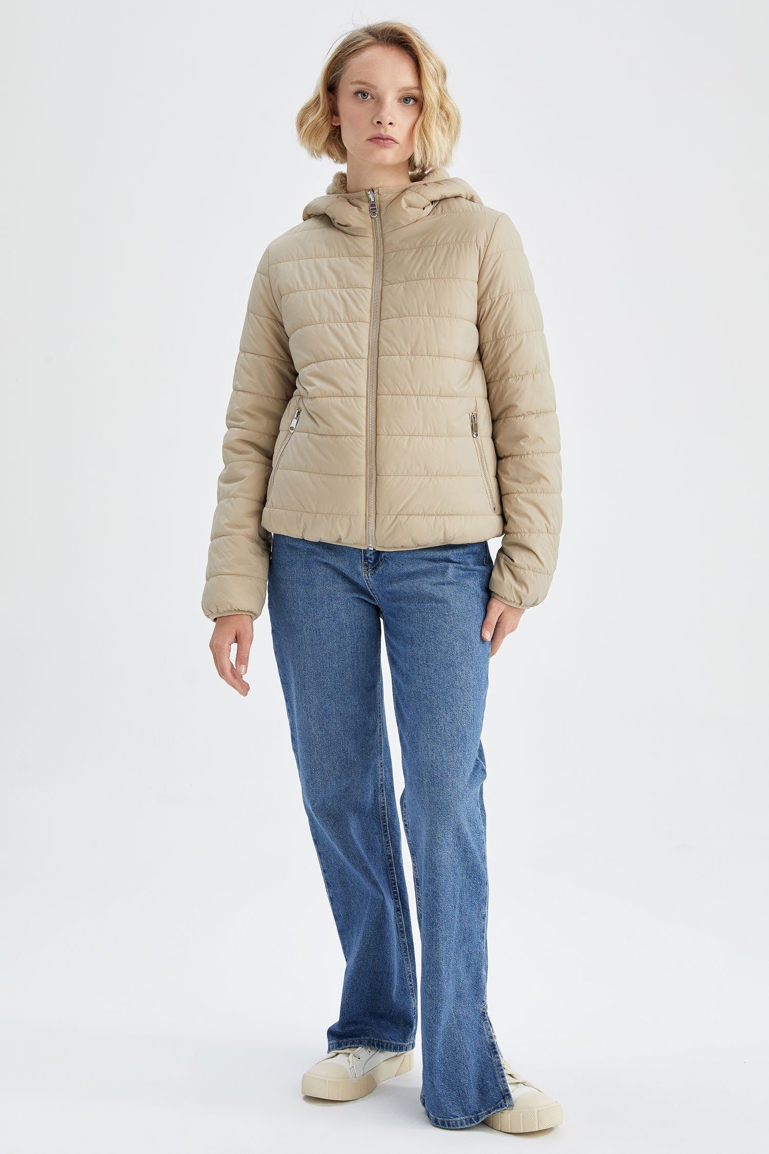 Damen REGULAR DeFacto Kurzmantel Kurzmantel FIT Hellbeige