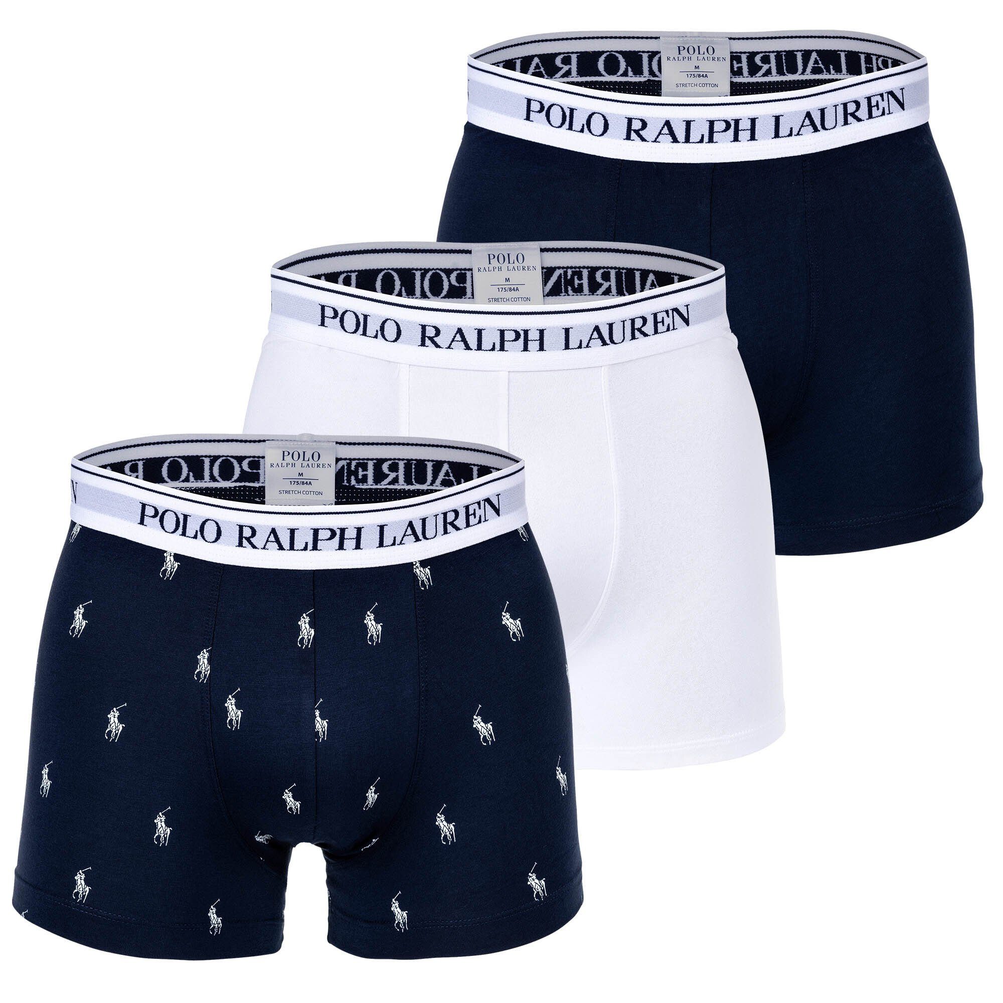 Polo Ralph Lauren Boxer Herren Boxer Shorts, 3er Pack - CLSSIC TRUNK-3 Dunkelblau/Weiß | 