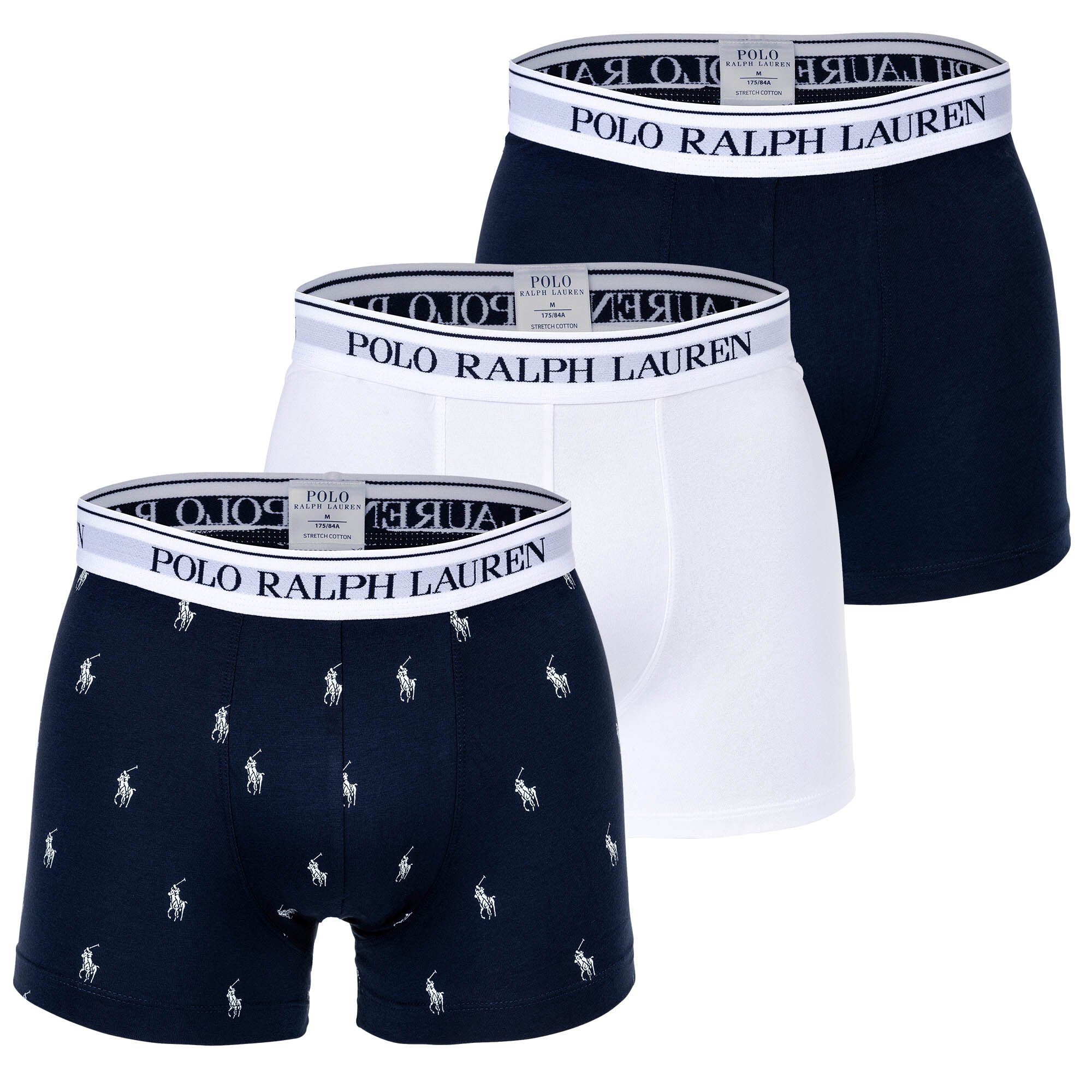 TRUNK-3 3er CLSSIC Lauren Polo Boxer Ralph Dunkelblau/Weiß Boxer Herren - Shorts, Pack