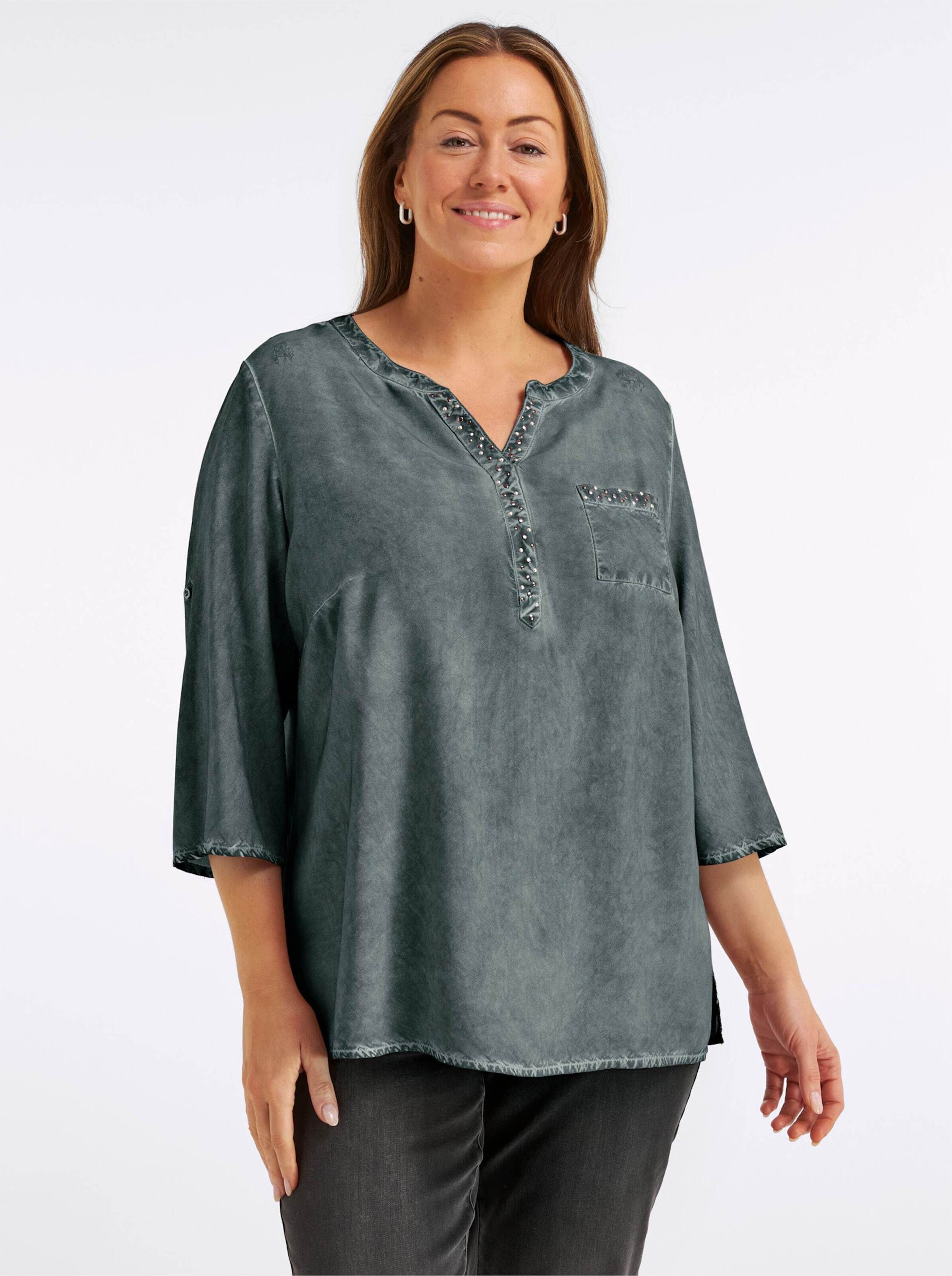 Sieh an! Klassische Bluse Tunika 3/4-Arm günstig online kaufen